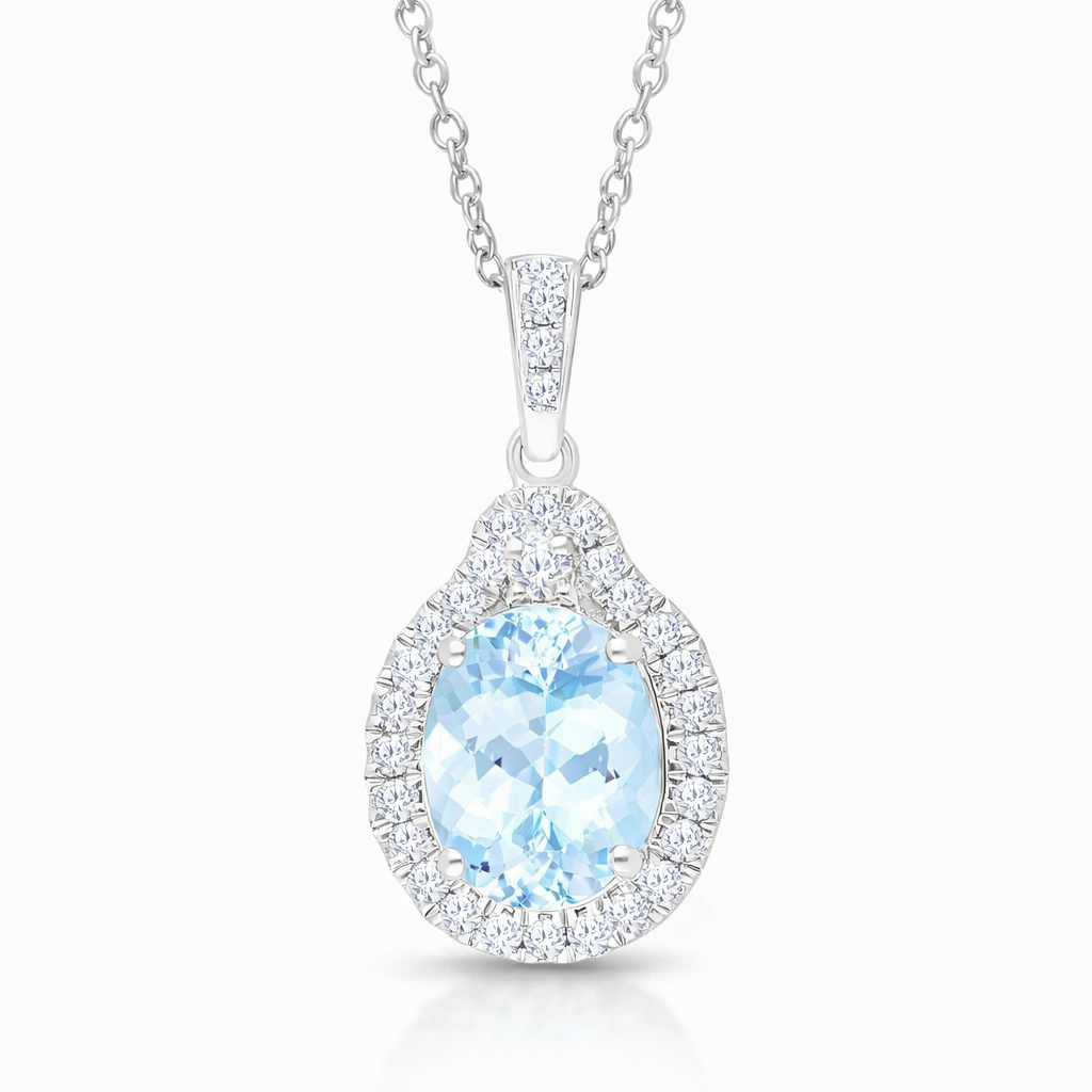 Frosted Mirror Aquamarine Necklace