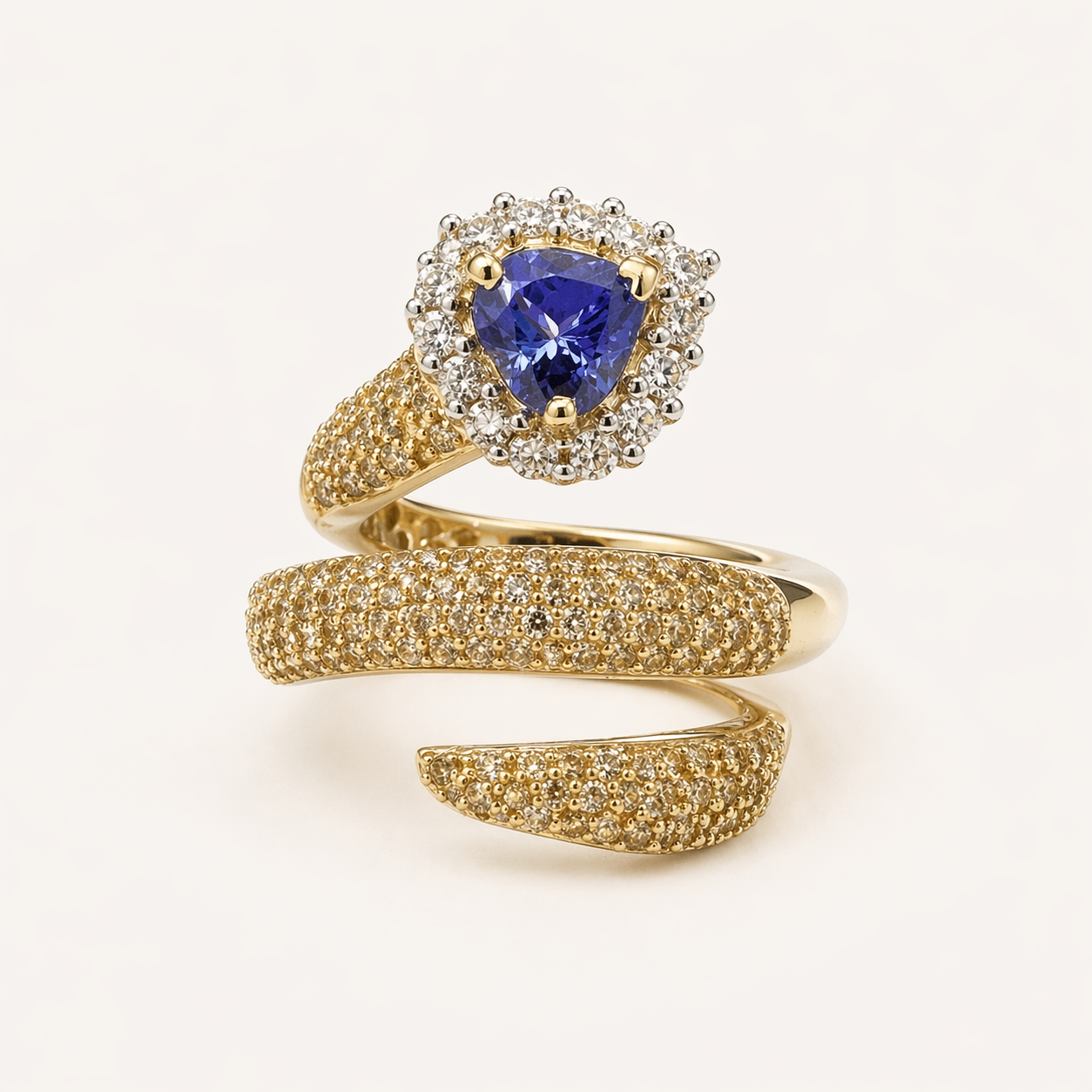 Yellow Diamond & Tanzanite Serpent Ring Tanzanite