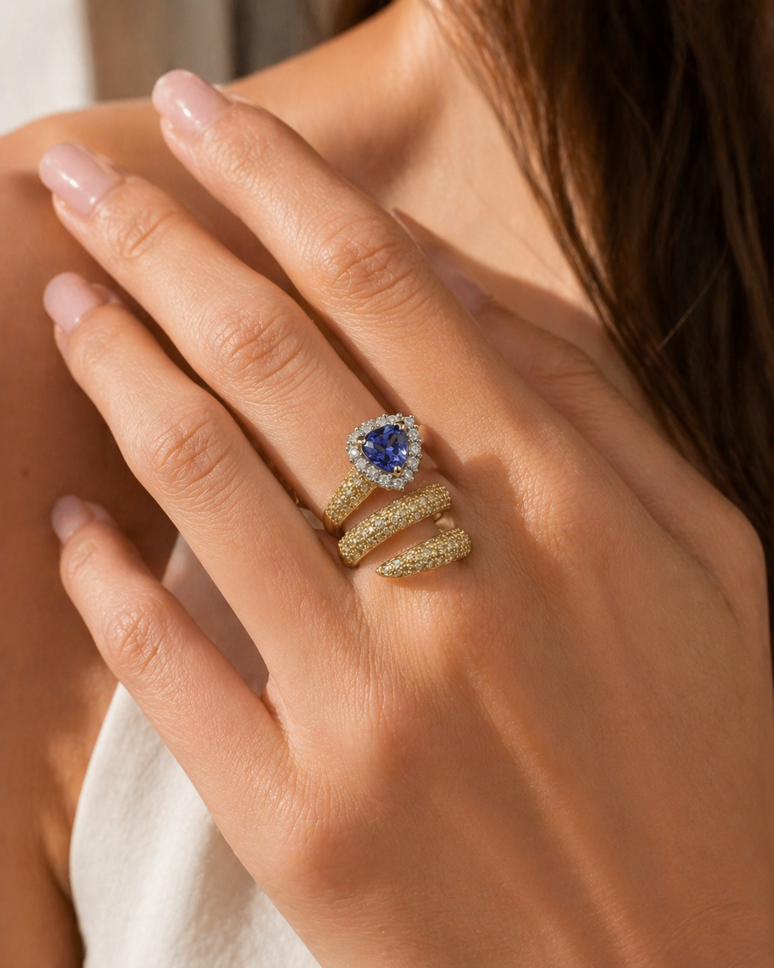 Yellow Diamond & Tanzanite Serpent Ring Tanzanite