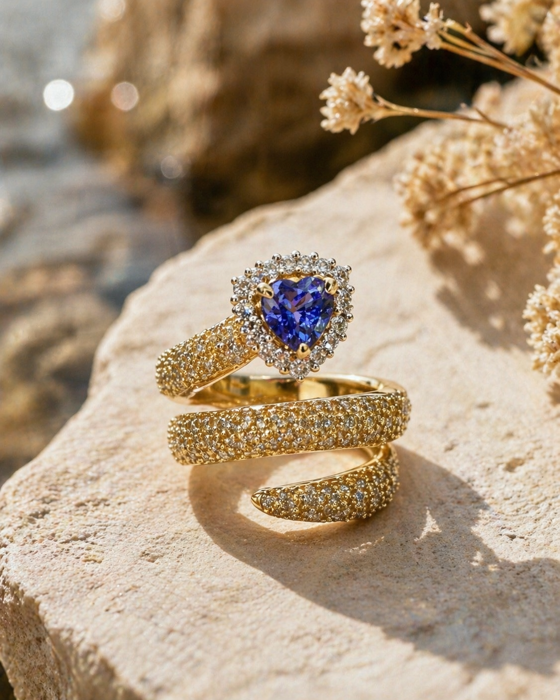 Yellow Diamond & Tanzanite Serpent Ring Tanzanite