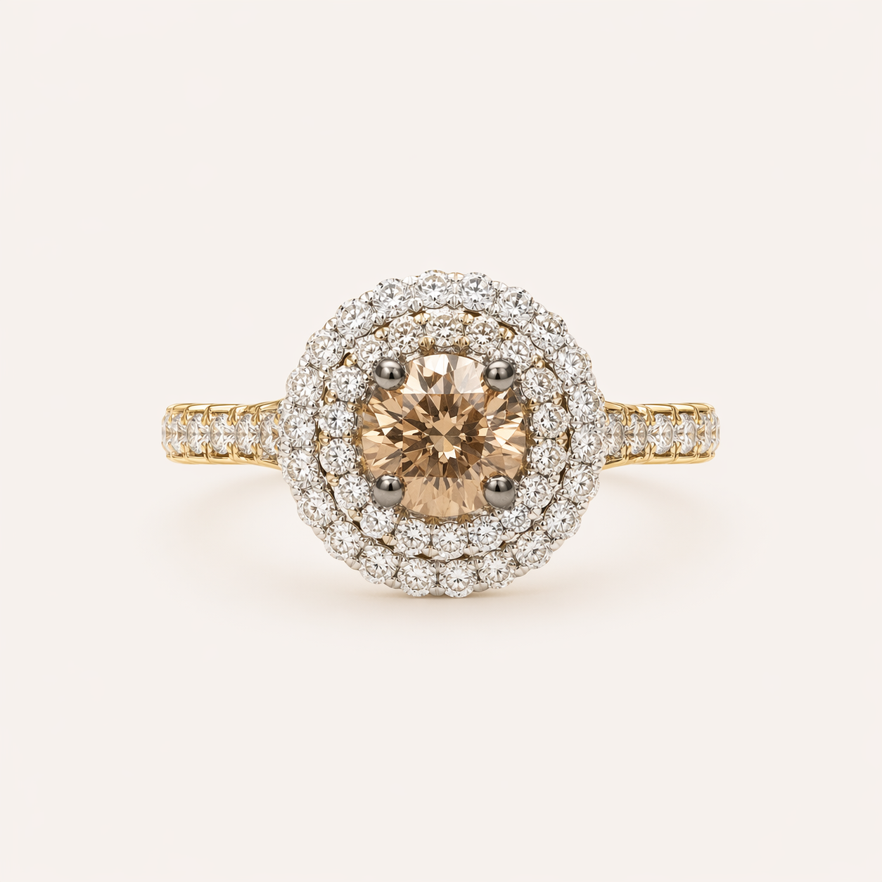 Regal Coco & White Diamond Halo Ring Coco Diamonds