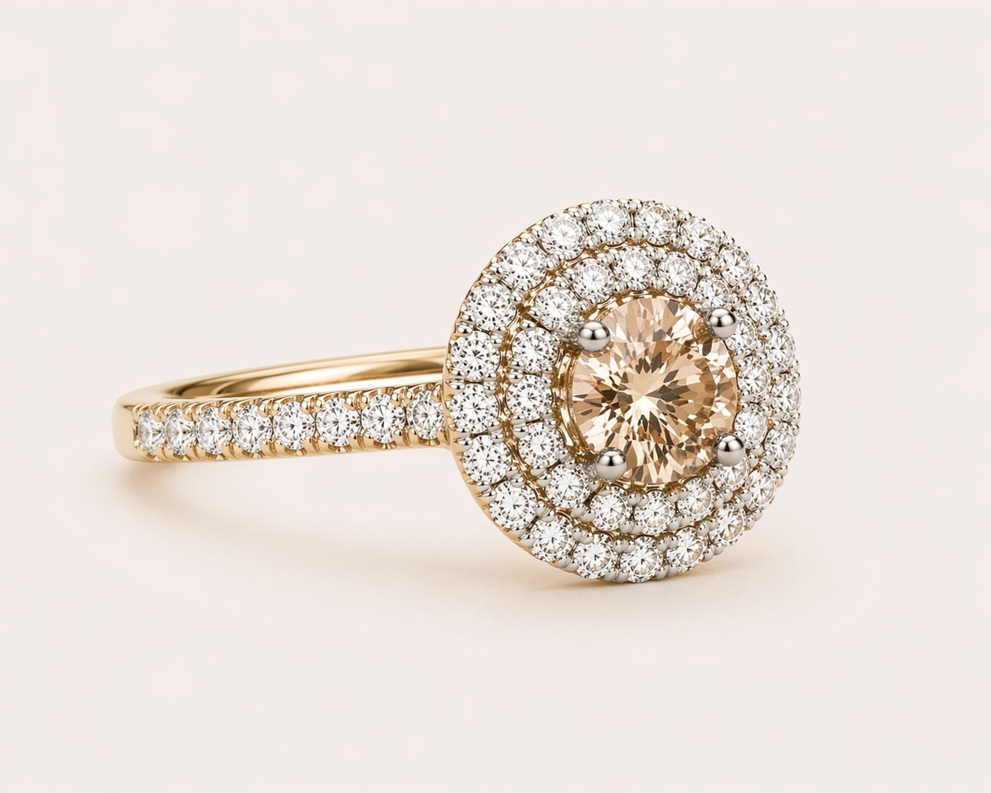 Regal Coco & White Diamond Halo Ring Coco Diamonds