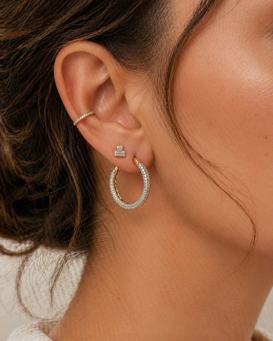 Inside Out Diamond Eternity Hoops White Diamond
