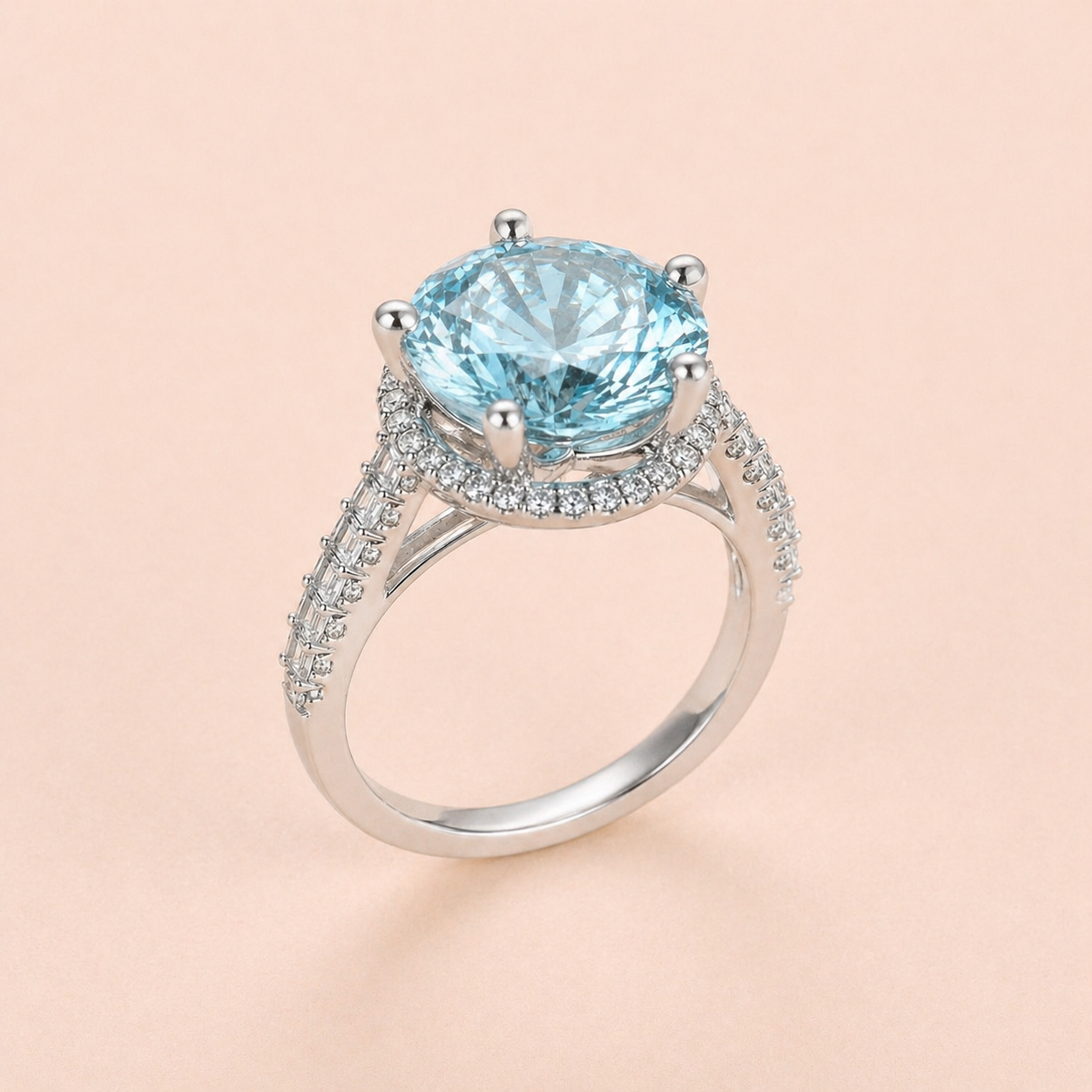 Crystal Blue Aquamarine & Diamond Ring Aquamarine