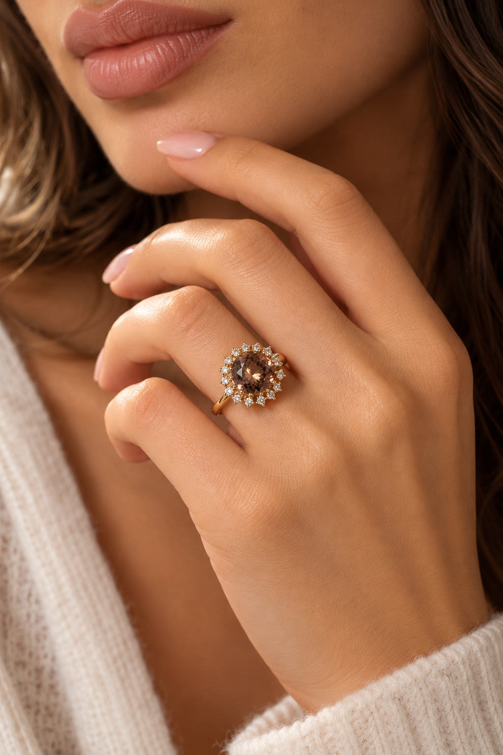 Certified Smokey Skylight Diamond Ring