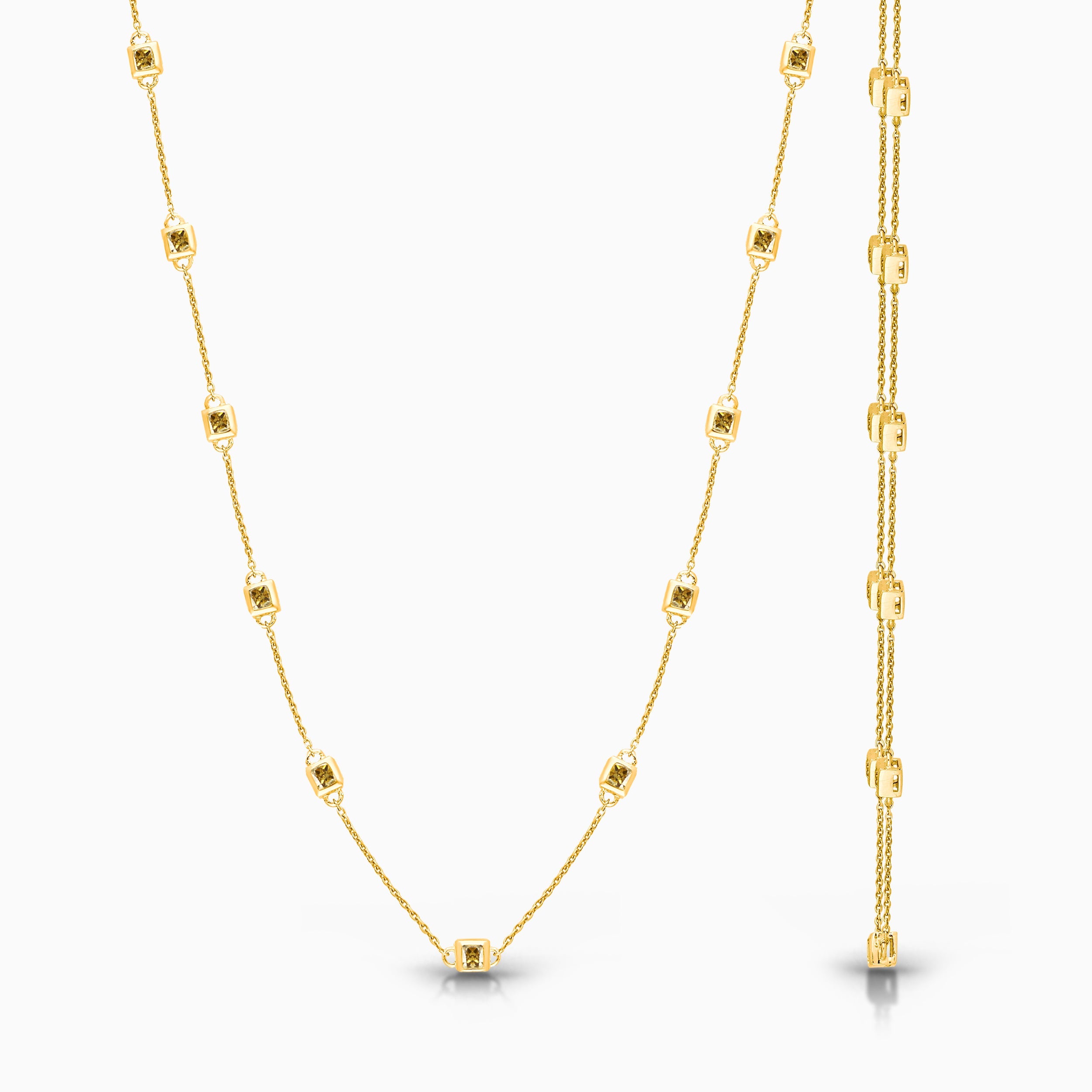 Princess Yellow Diamond Station Necklace Yellow Diamond