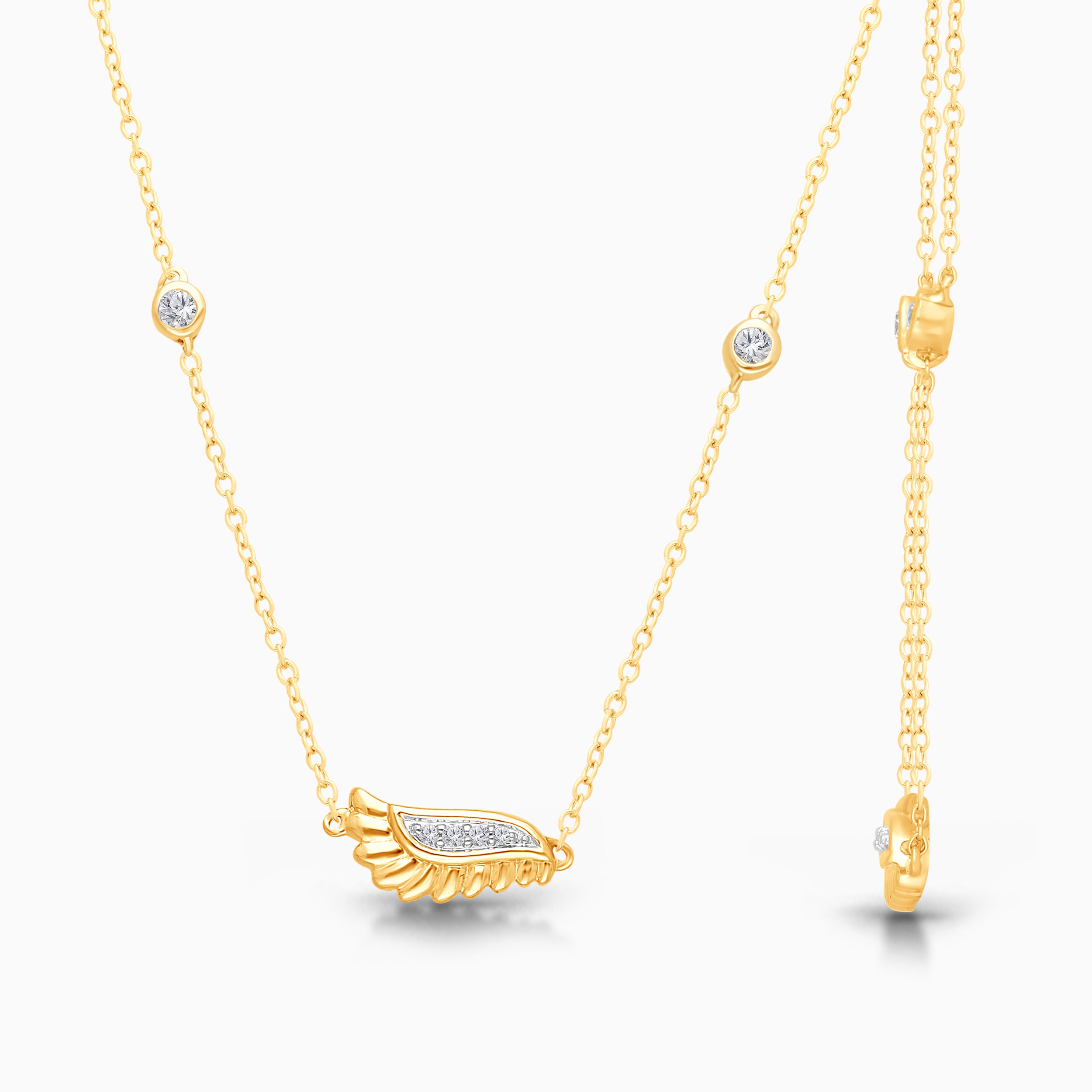 Gold Griffiness Diamond Station Winged Pendant
