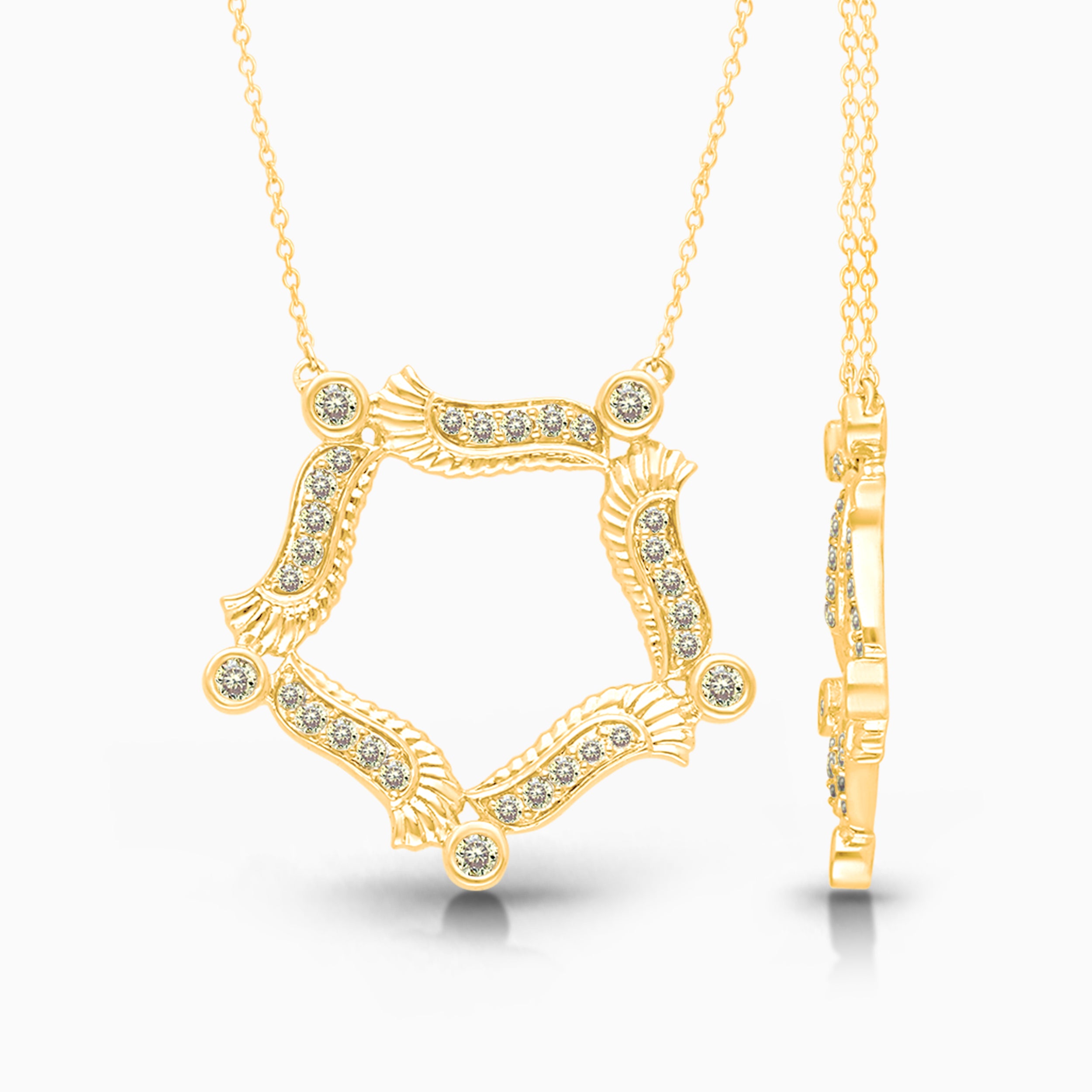Yellow Diamond Circle of Wings Griffiness Pendant