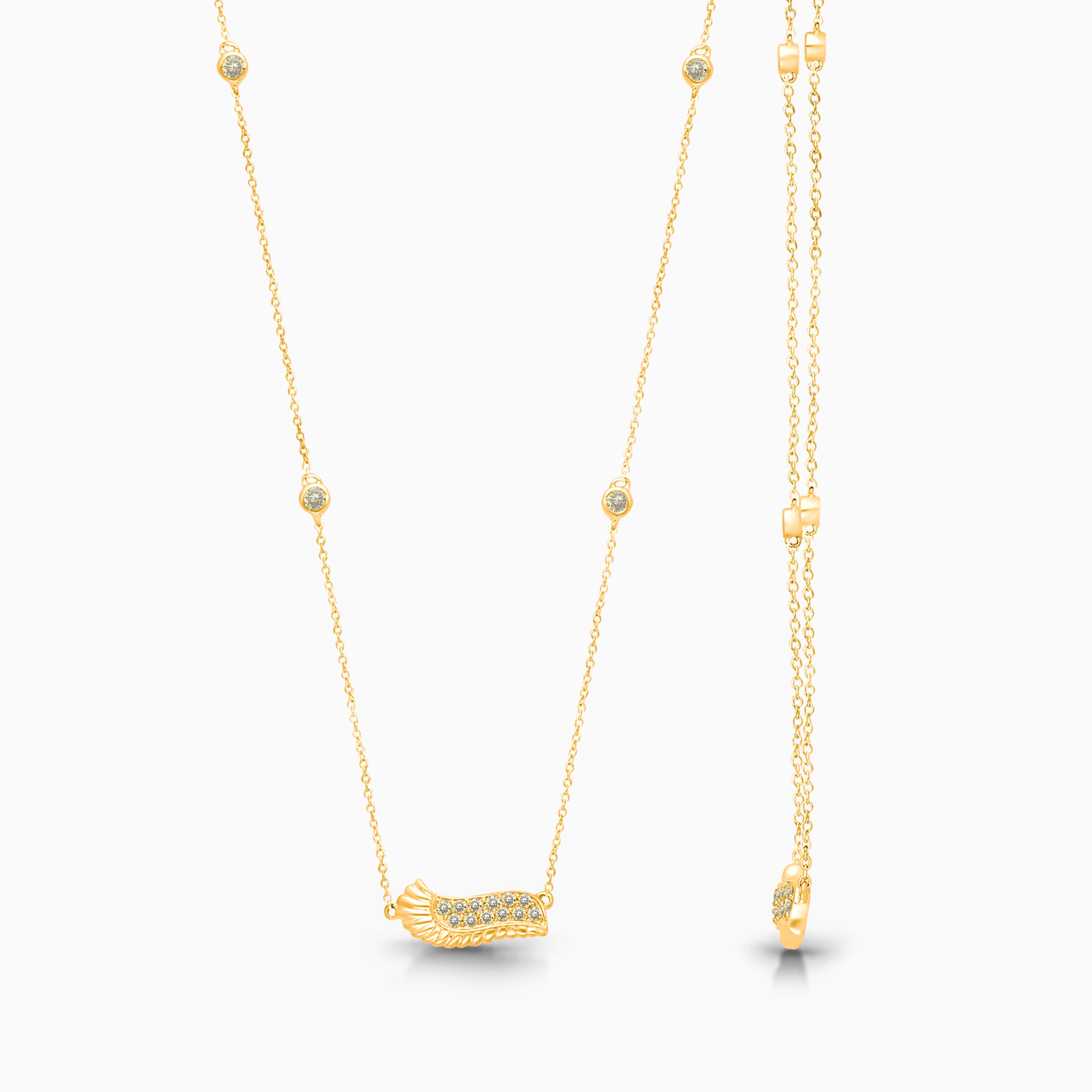 Yellow Diamond Winged Station Necklace