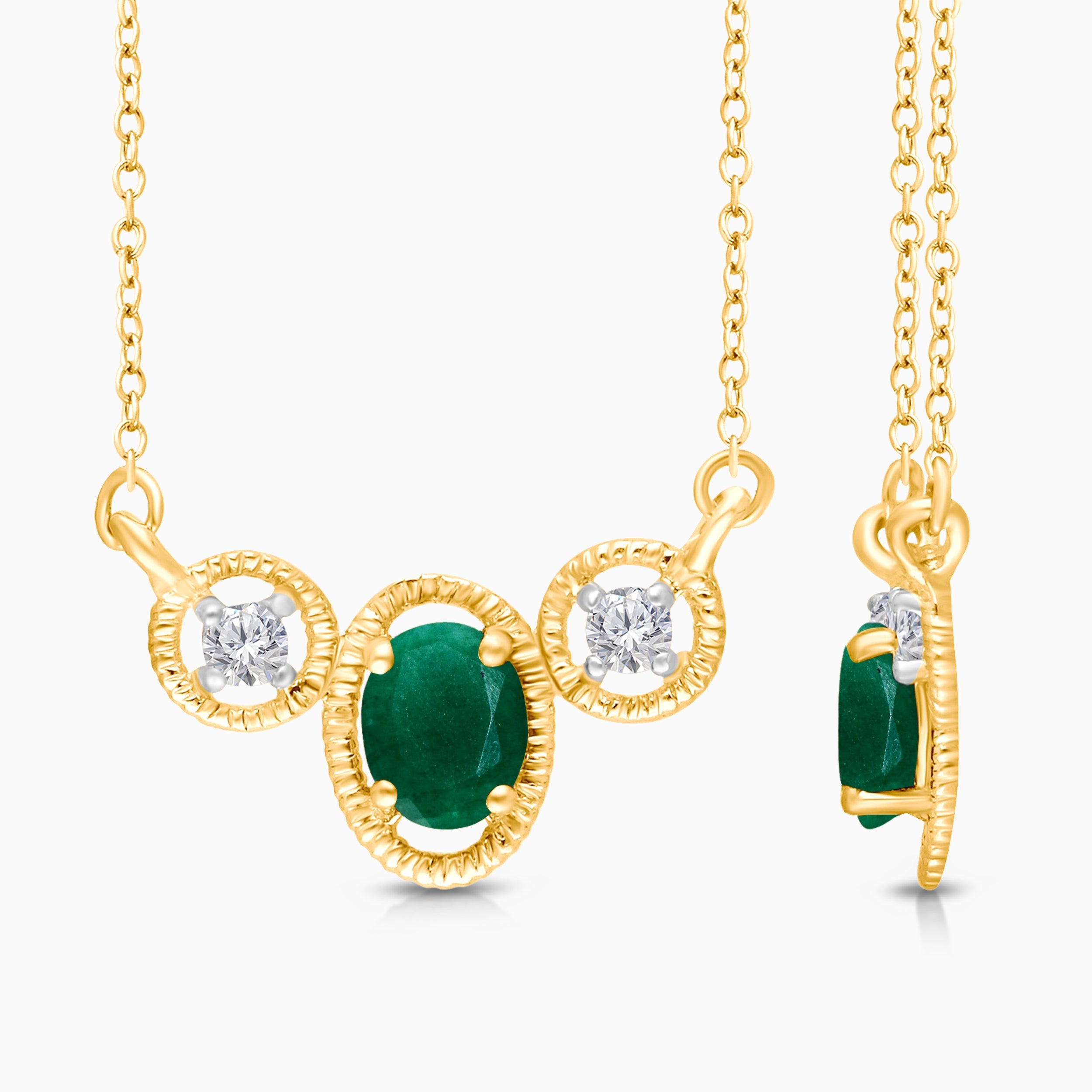 Oval Portrait Emerald & Diamond Necklace