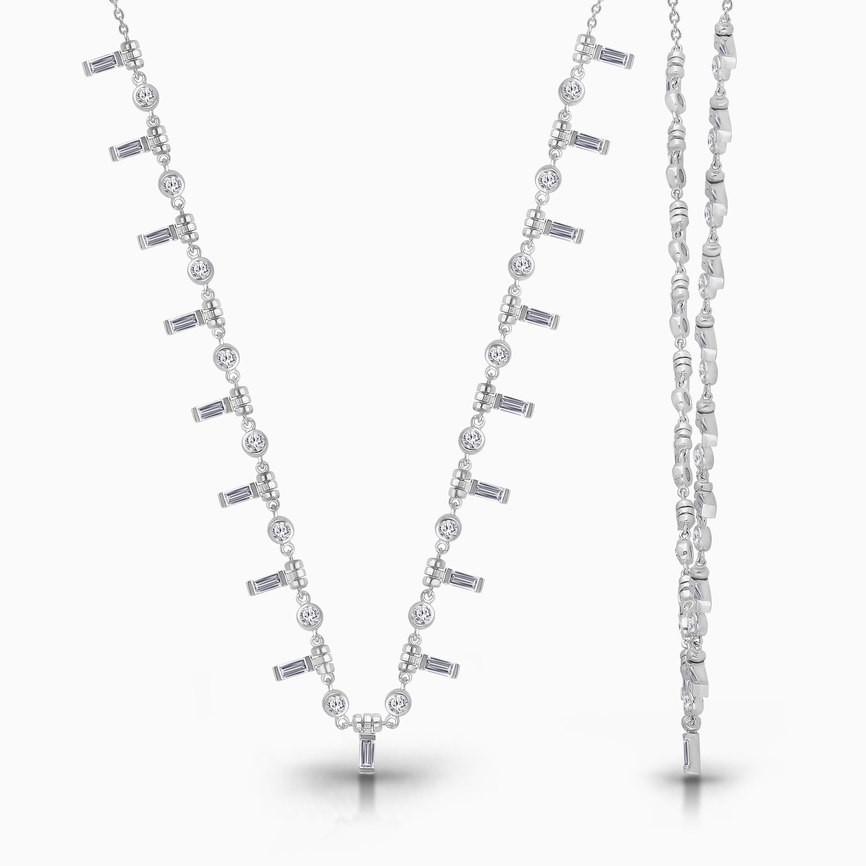 Petite Baguette Diamond Tennis Necklace