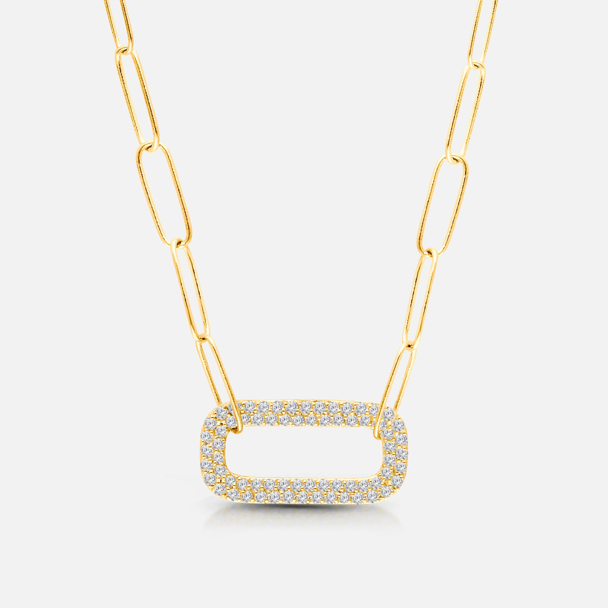White Diamond Open Link Chain Necklace BOLD GOLD