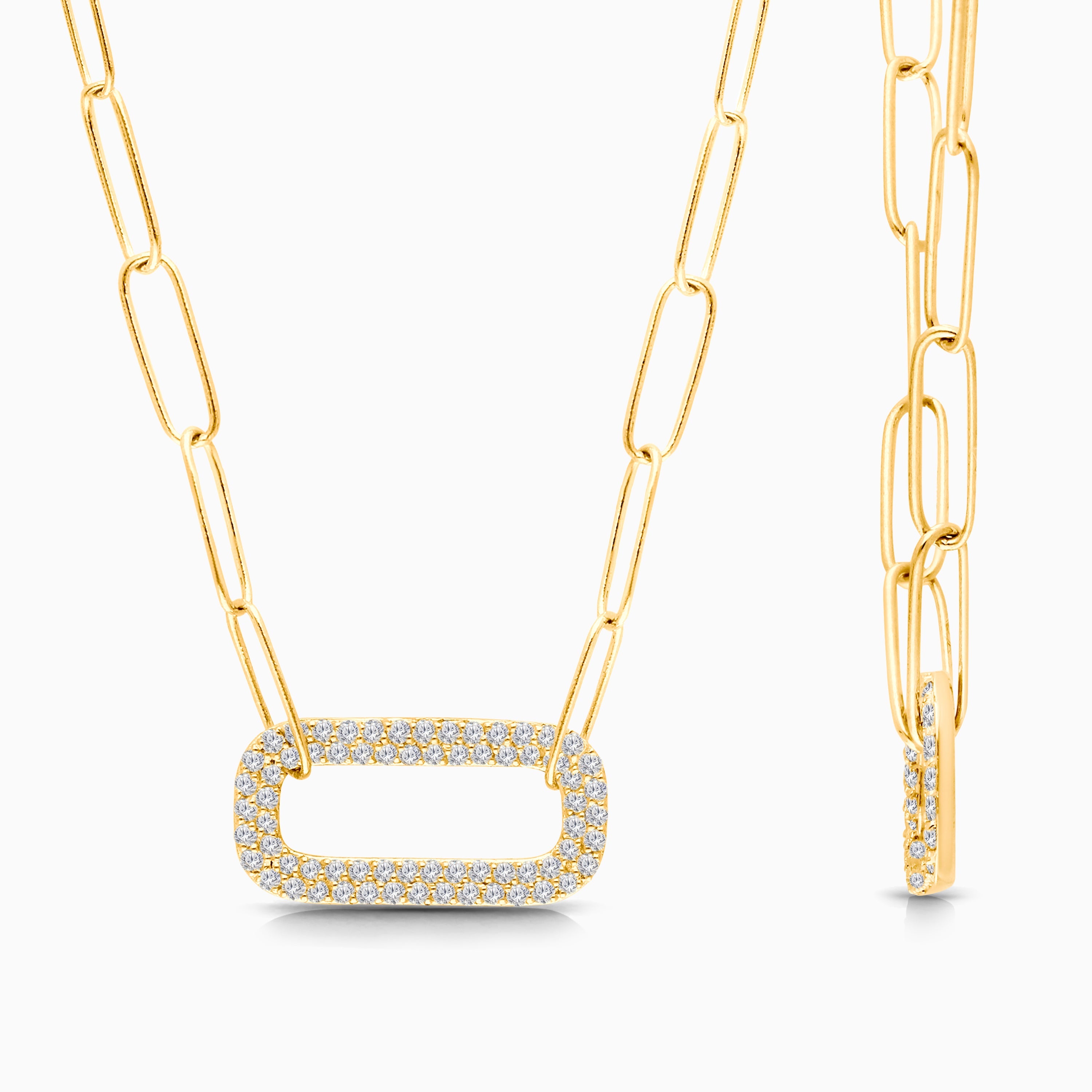 White Diamond Open Link Chain Necklace