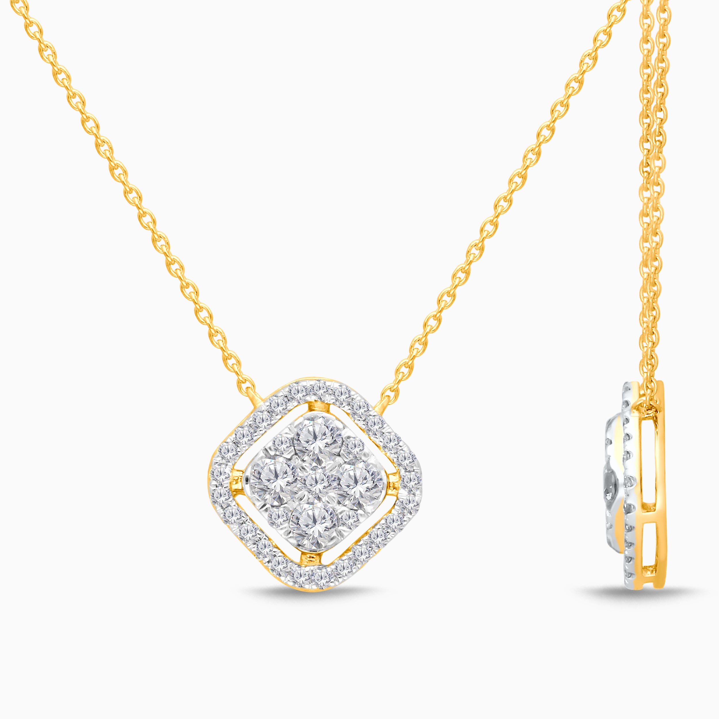 Bold Pave Diamond Halo Mosaic Necklace