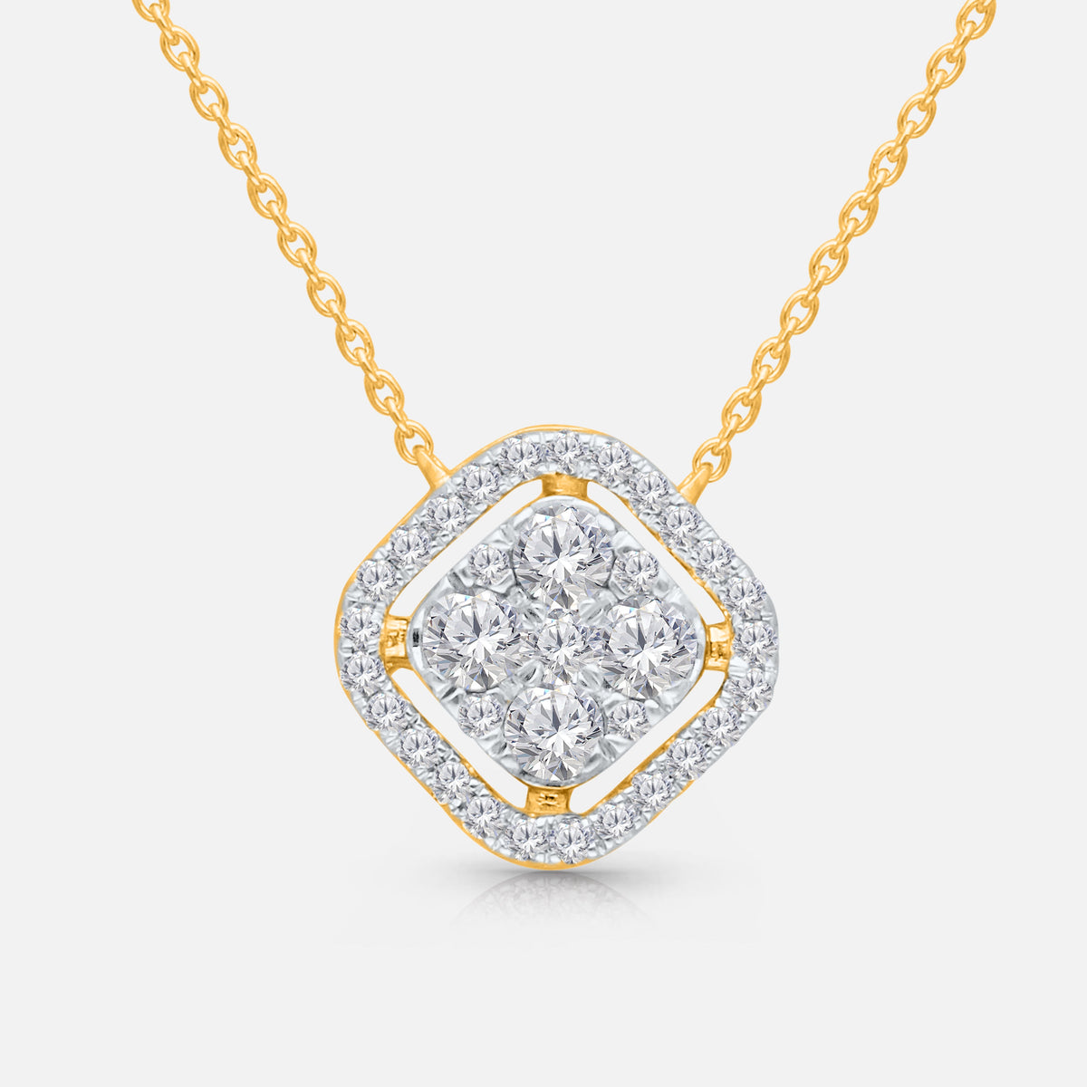 Bold Pave Diamond Halo Mosaic Necklace White Diamond
