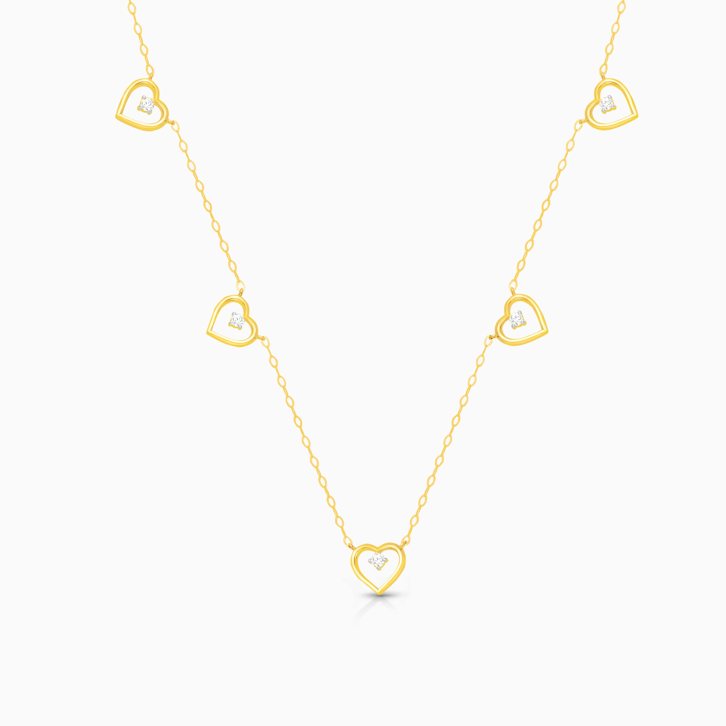 Heart Diamond Station Necklace