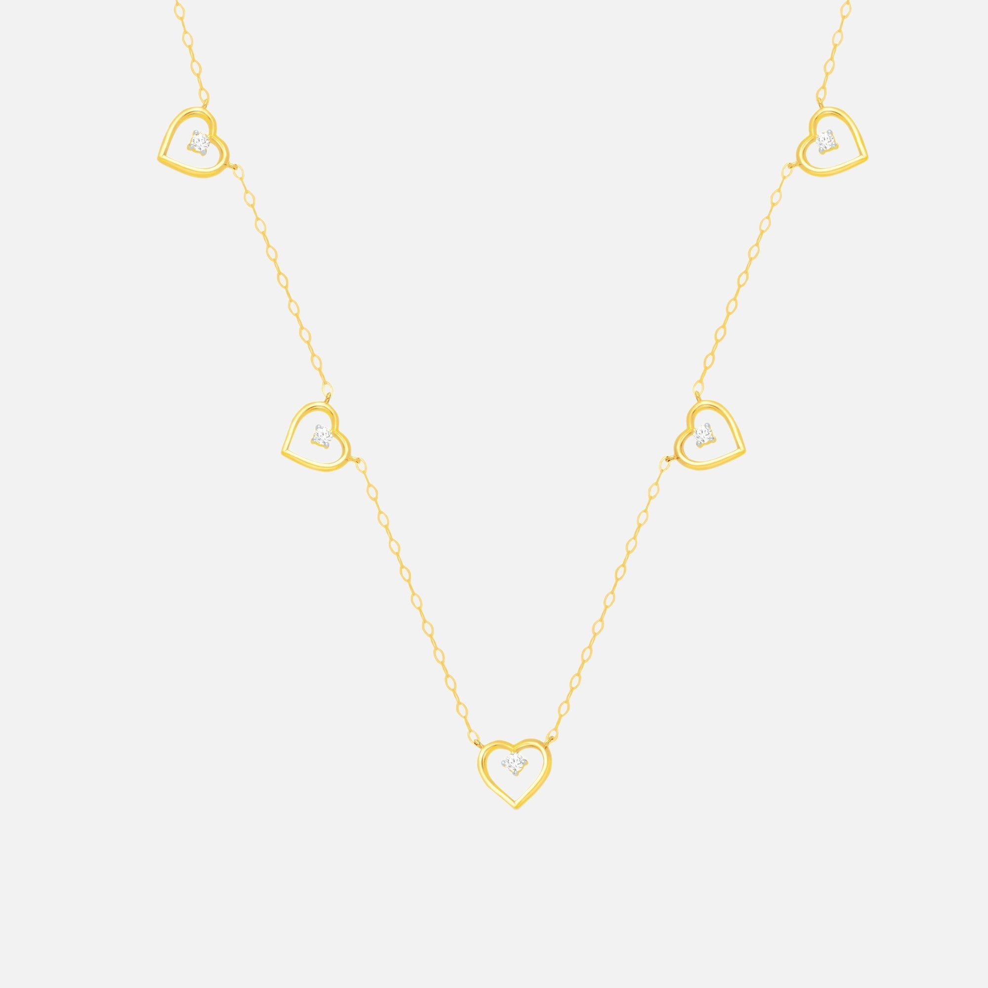 Heart Diamond Station Necklace hearts
