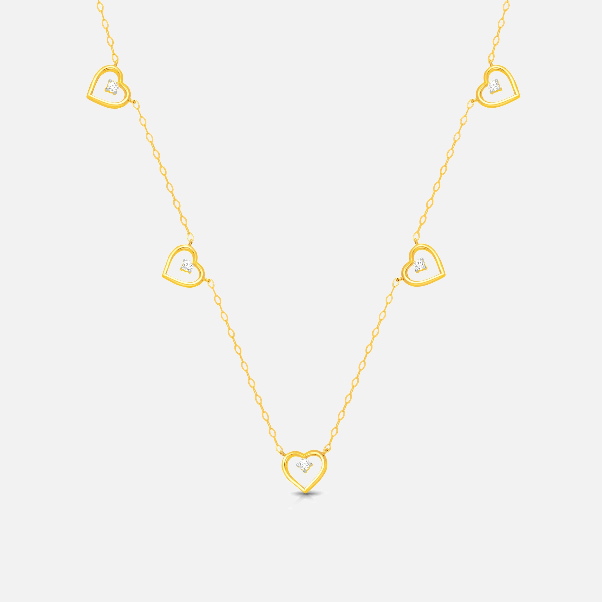Heart Diamond Station Necklace hearts