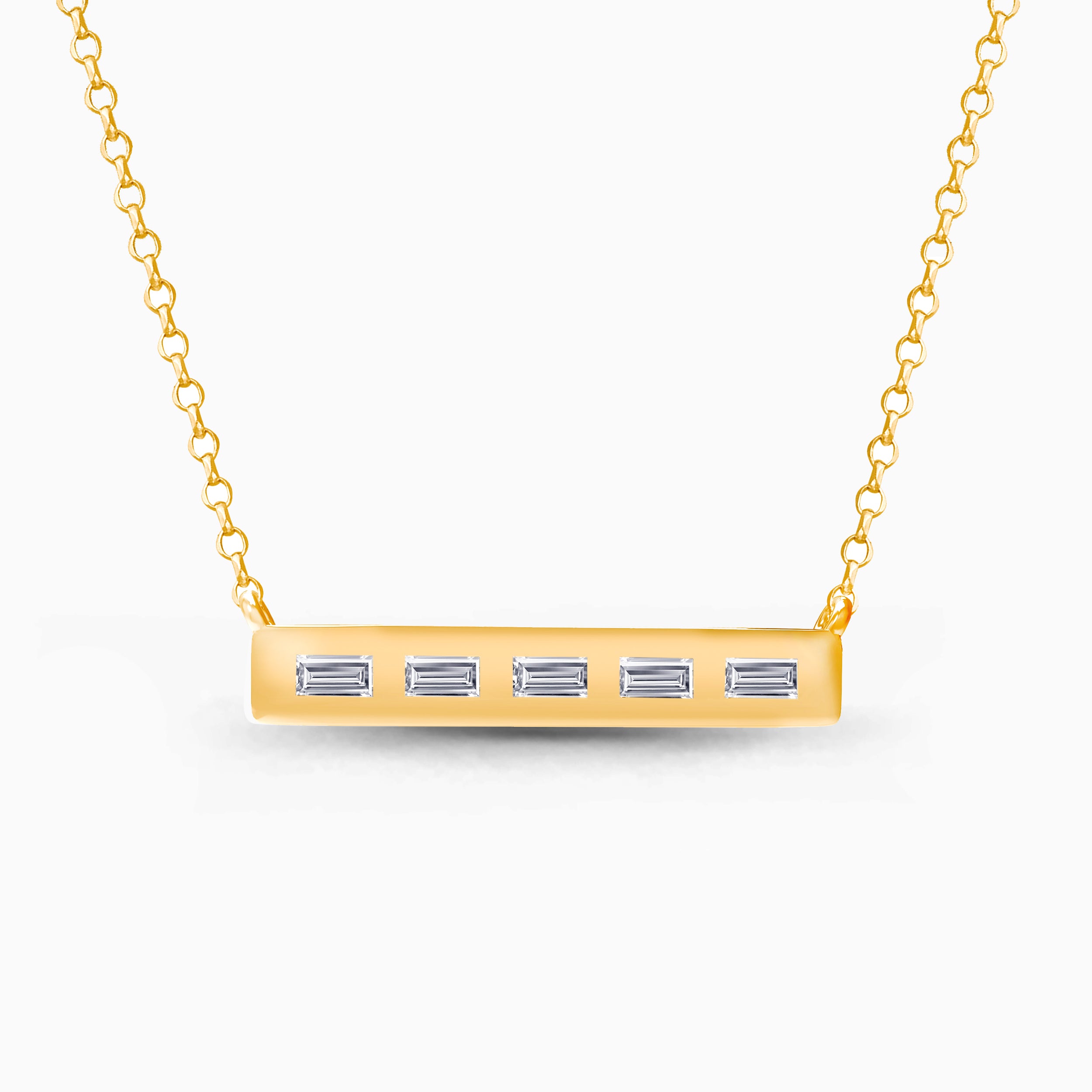 White Diamond Baguette Bar Necklace