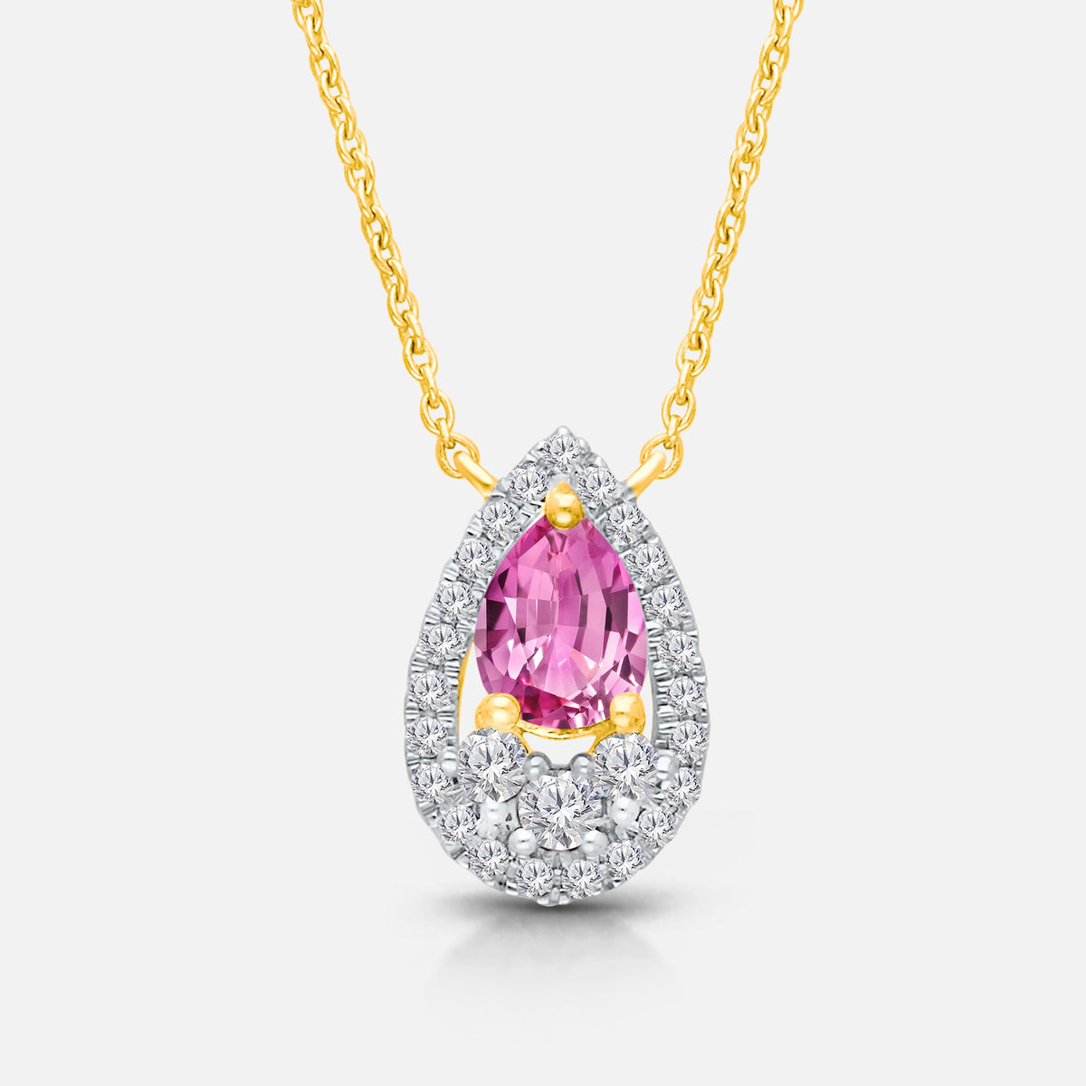 Pear Shaped Pink Sapphire and Diamond Pendant Pink Sapphire