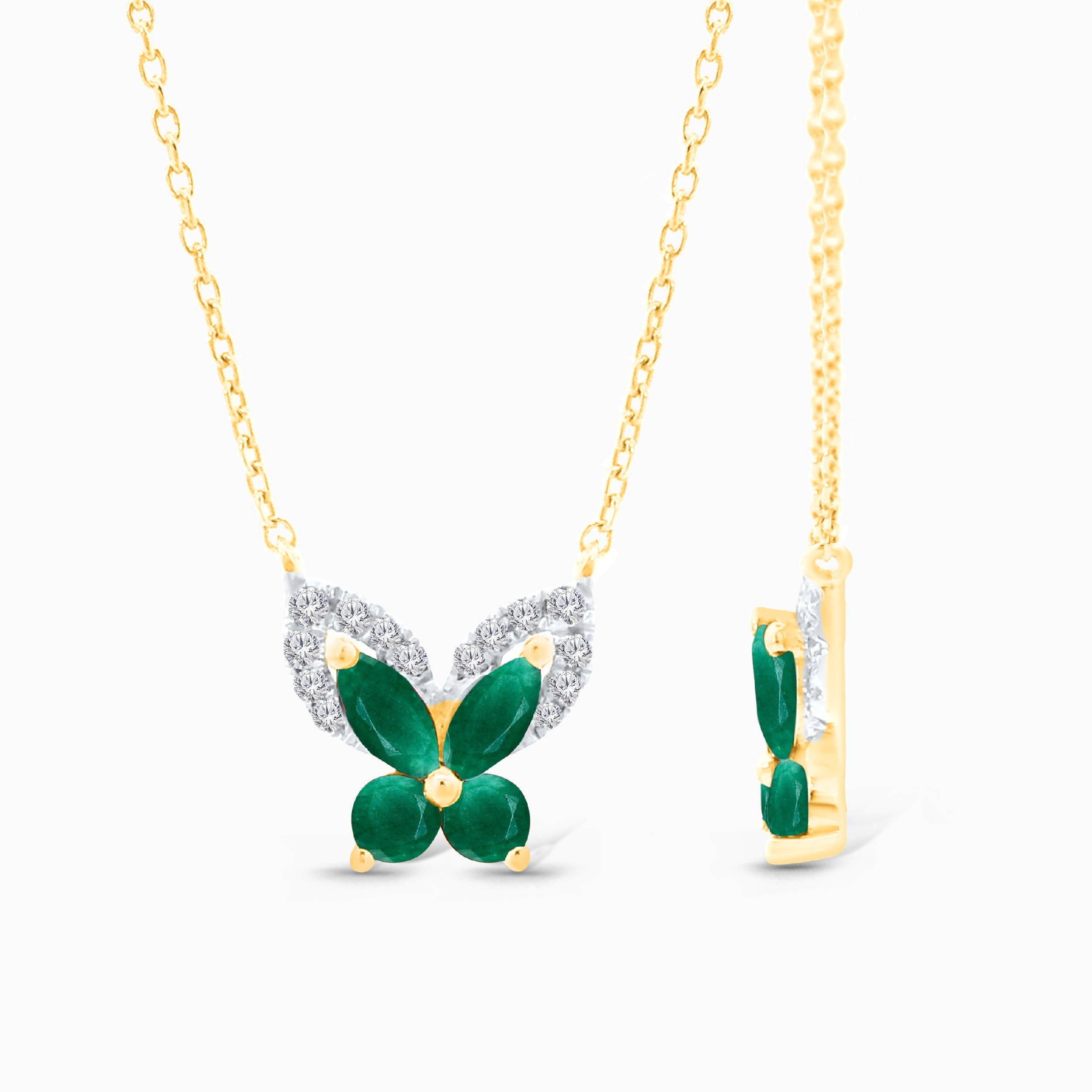 Butterfly Emerald & Diamond Necklace