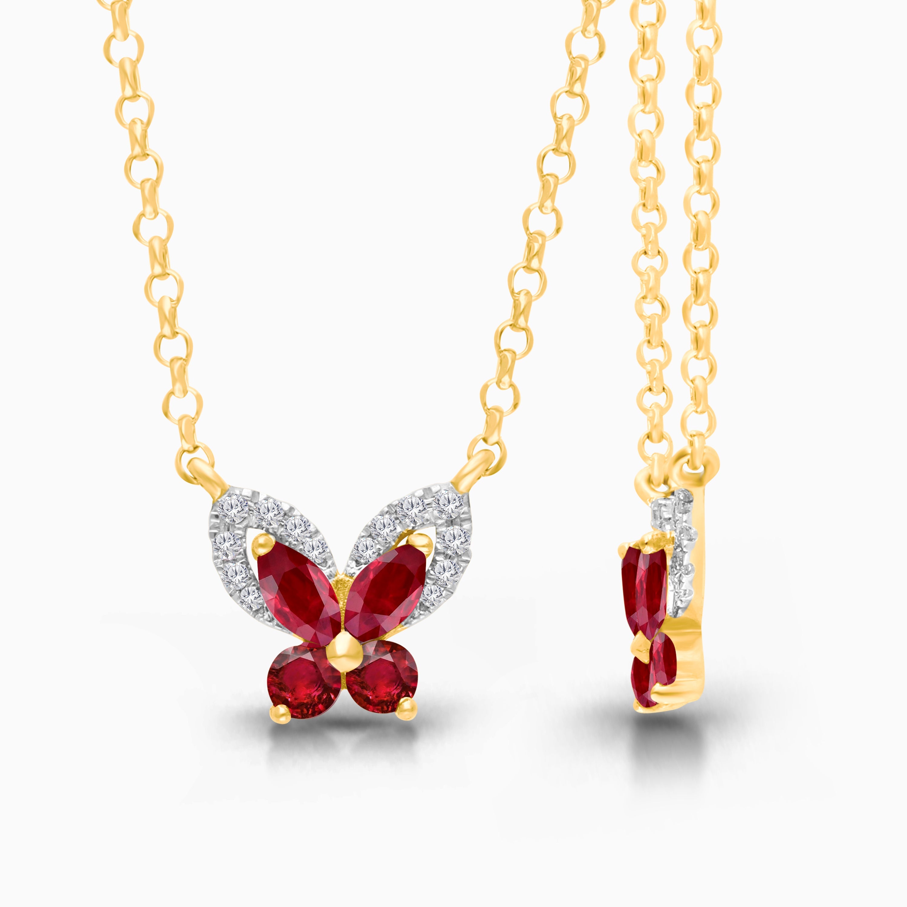 Ruby & Diamond Butterfly Pendant RUBY