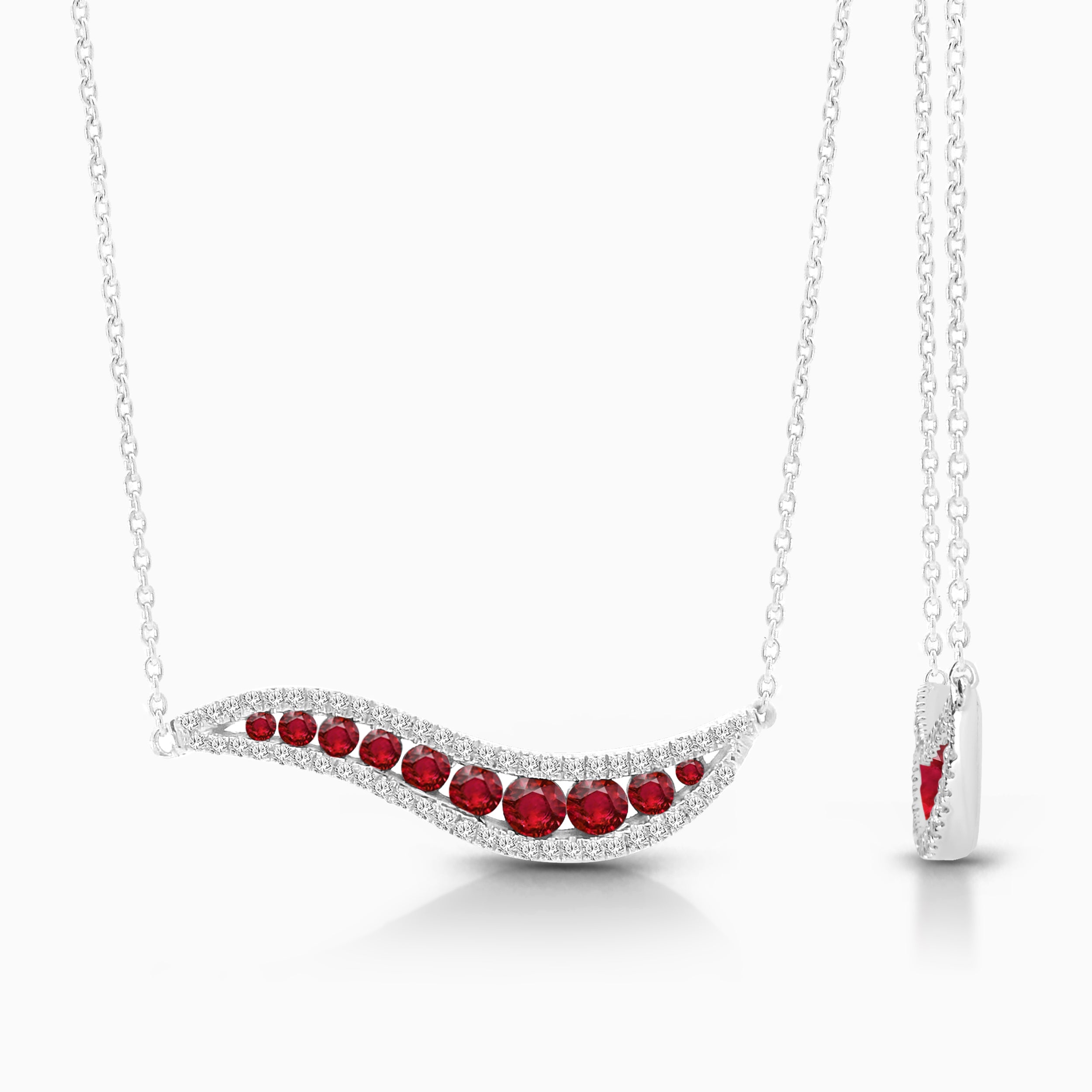 Ruby & Diamond Wave Necklace
