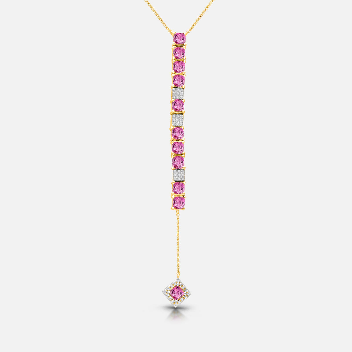 Pink Sapphire and Diamond Lariat Pink Sapphire