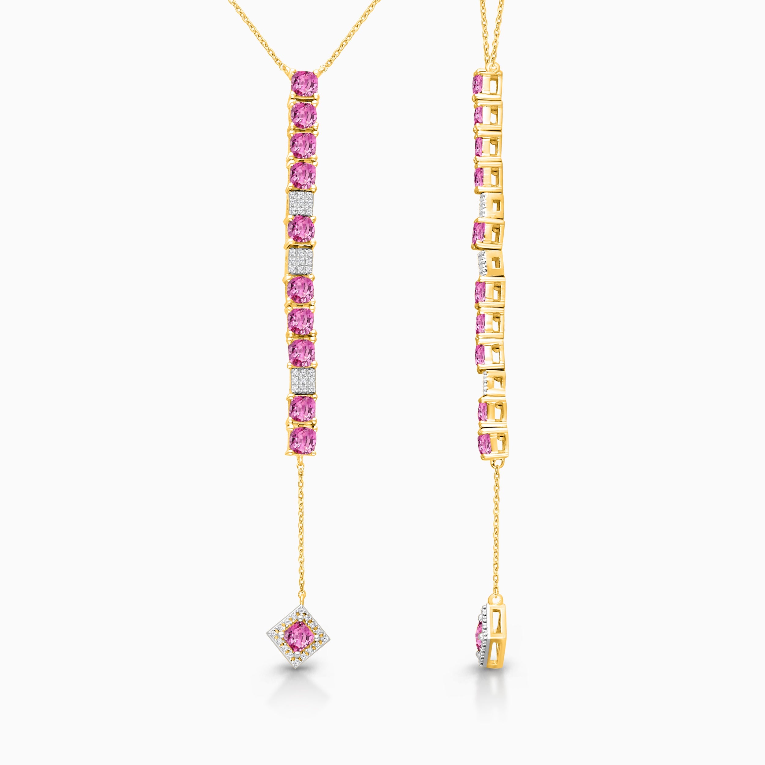 Pink Sapphire and Diamond Lariat