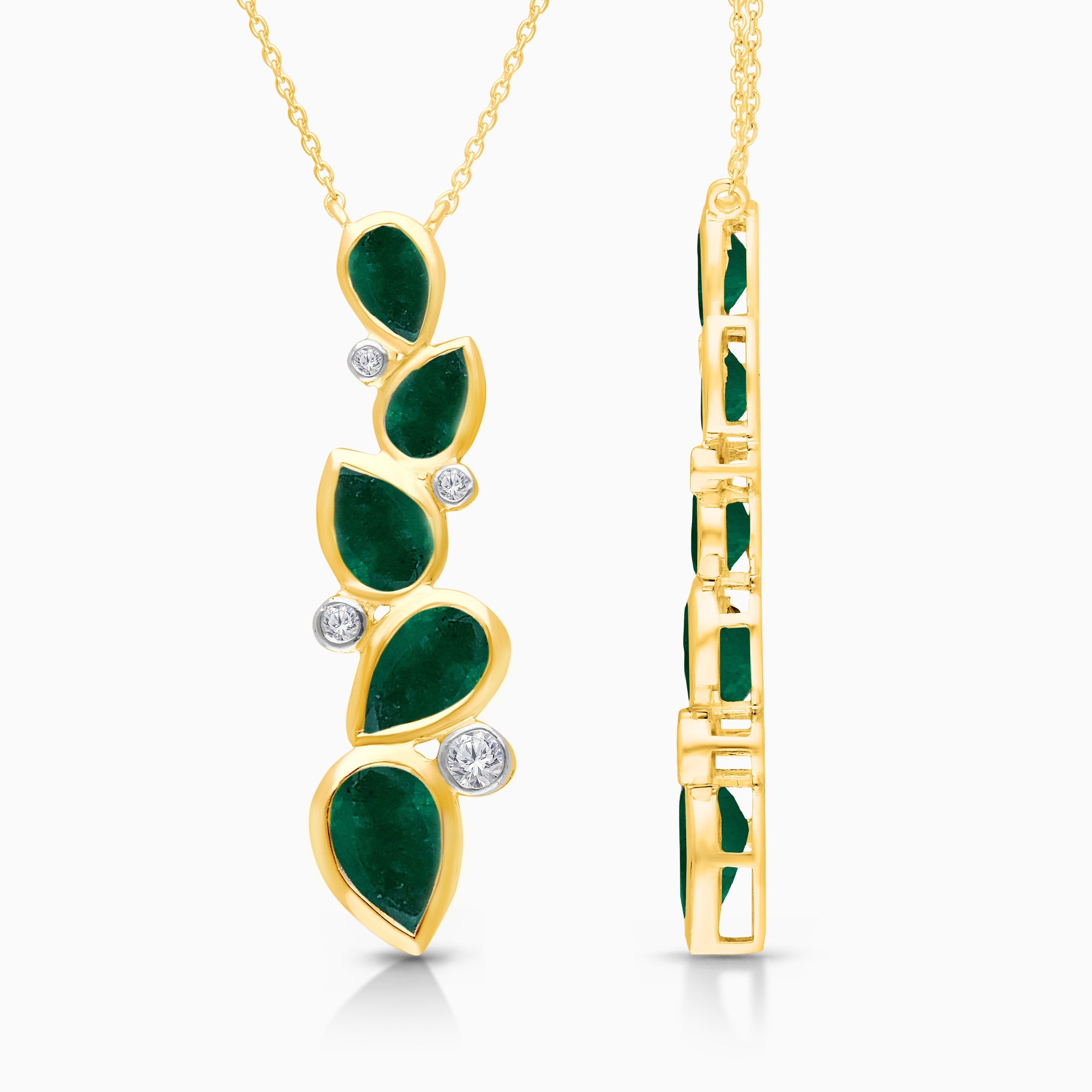 Emerald Leaves Diamond Necklace