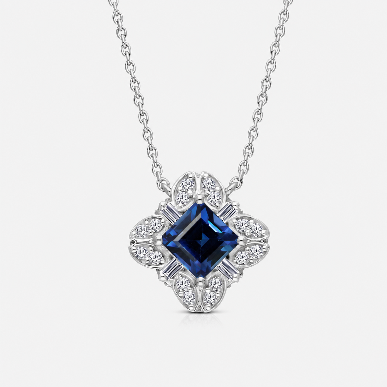 Ceylon Prism Diamond Pendant Blue Sapphire