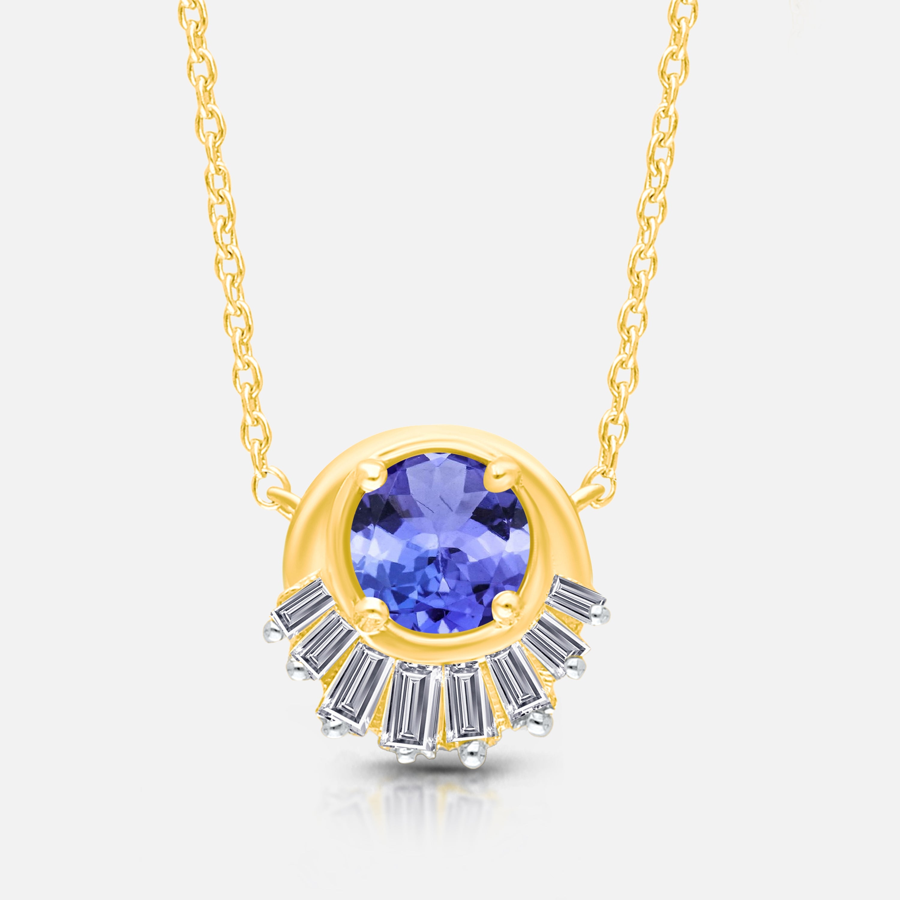 Diamond Burst Tanzanite & White Diamond Necklace Tanzanite