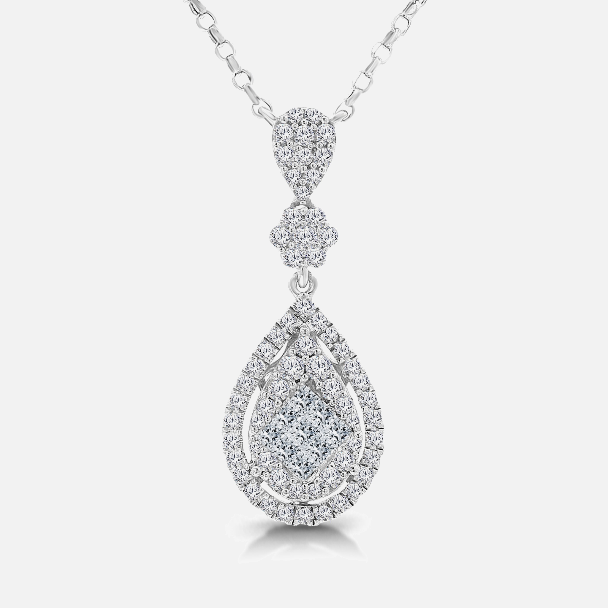 Pear Princess Diamond Pendant White Diamond