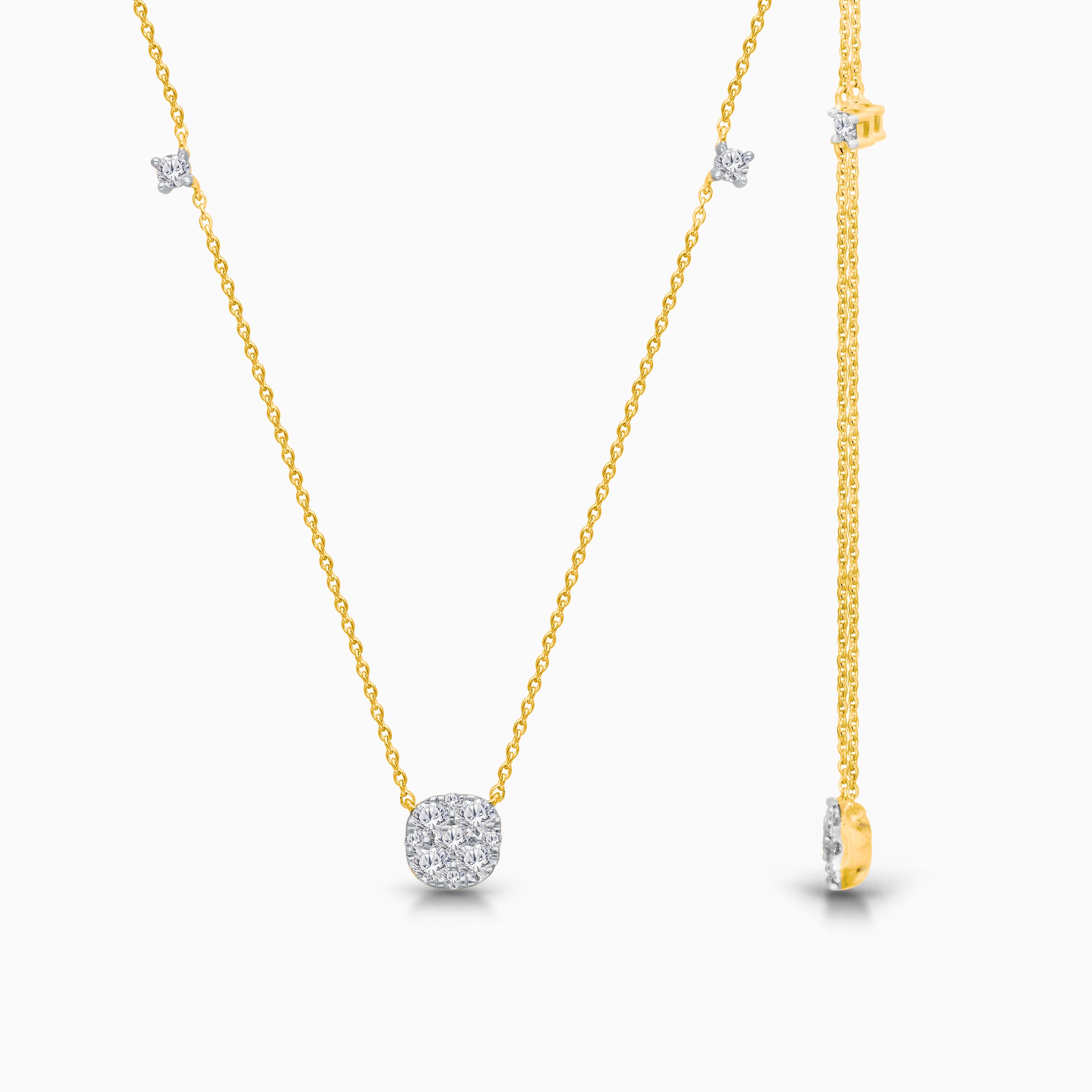 Mosaic Cushion Cut Diamond Necklace