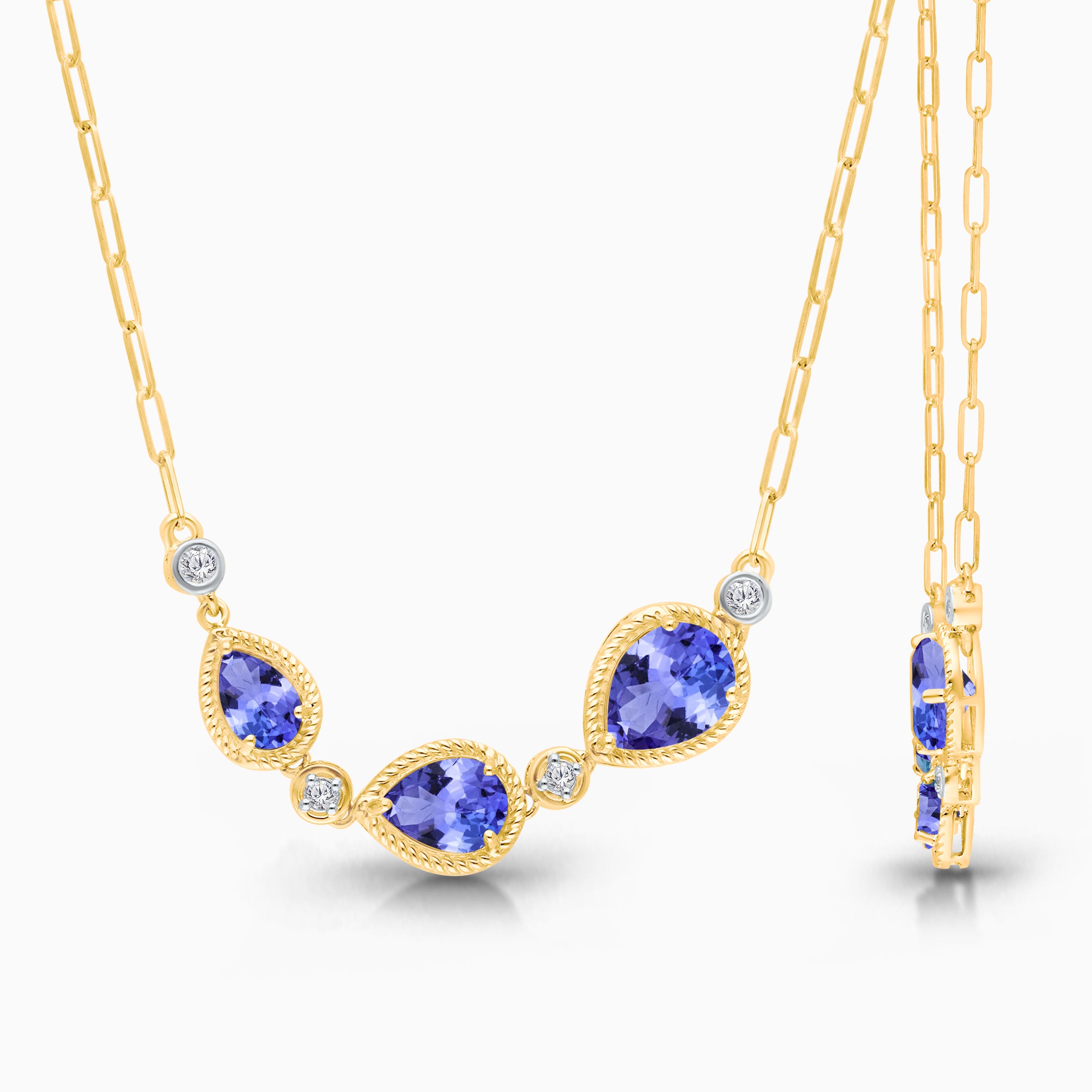 Tanzanite Reverse Tear Drop Chain Necklace