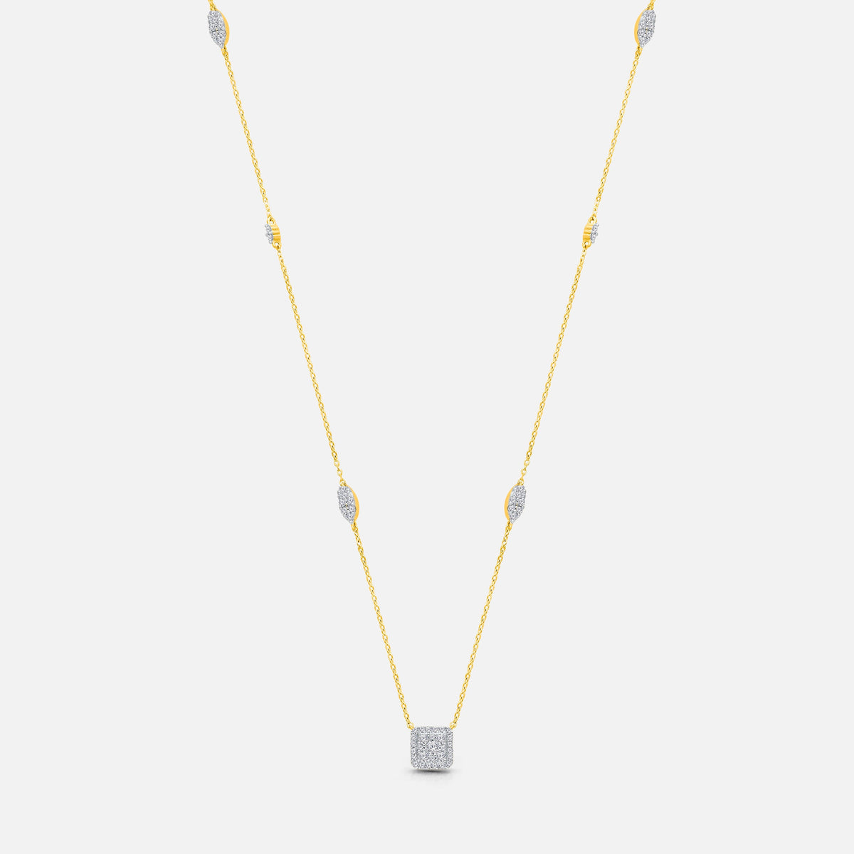 Pave Diamond Princess Chain Necklace White Diamond