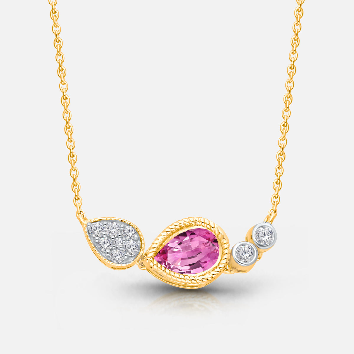 Double Diamond Pink Sapphire Pendant Pink Sapphire