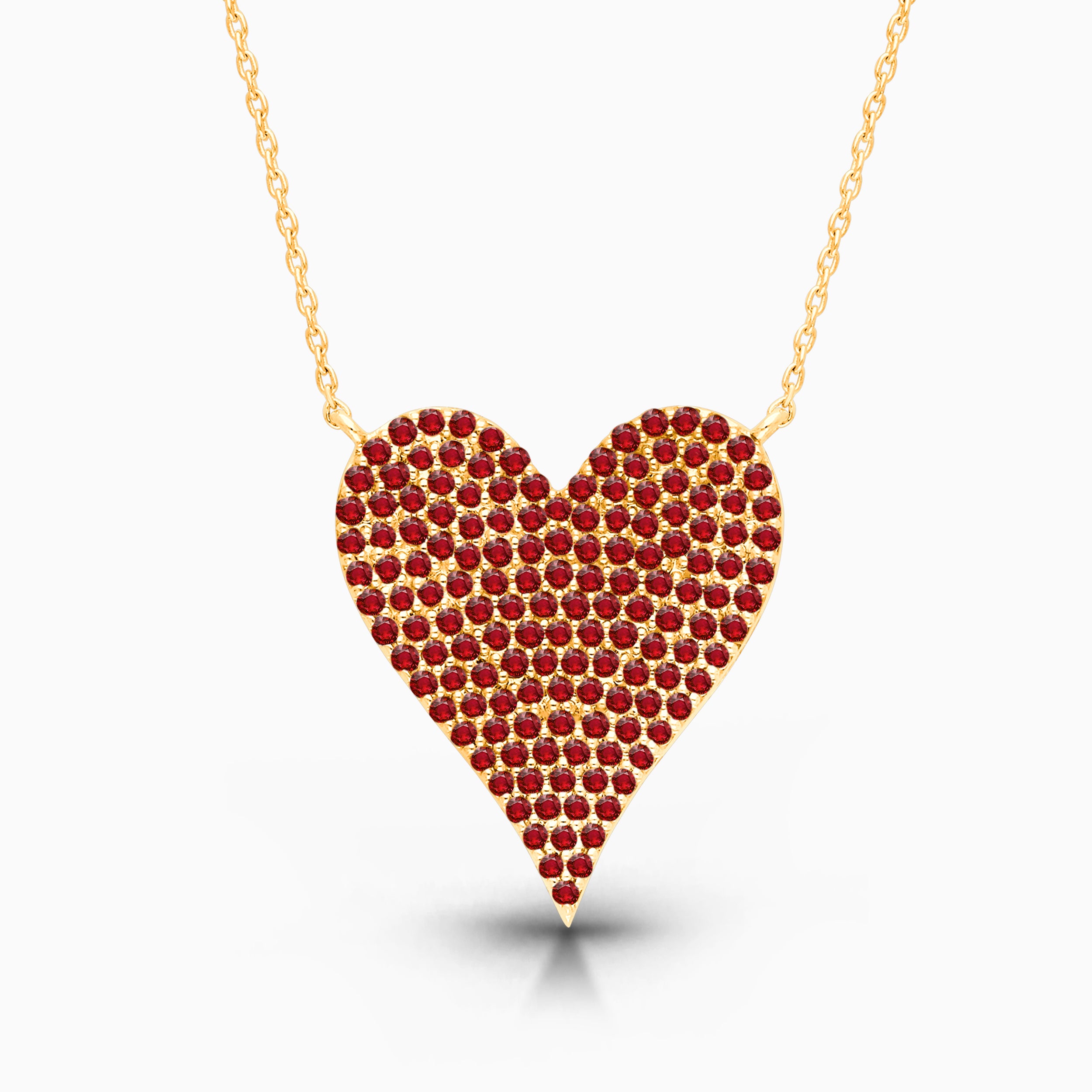 Dual Sided Ruby & Diamond Heart Necklace