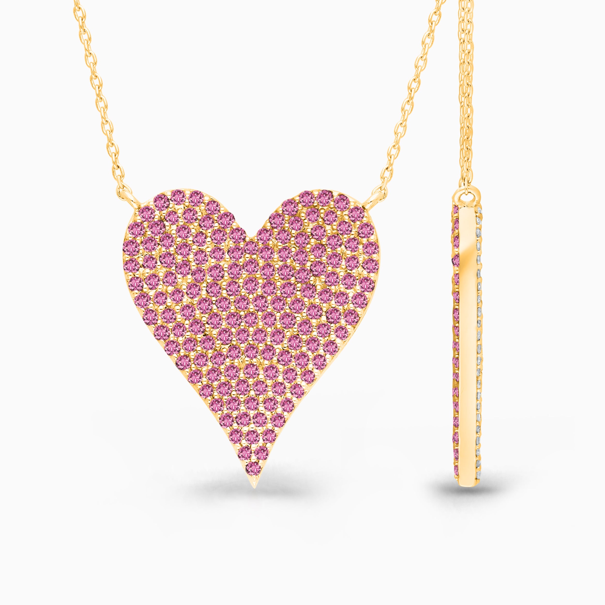 Dual Sided Pink Sapphire & Diamond Heart Necklace HEIRLOOM