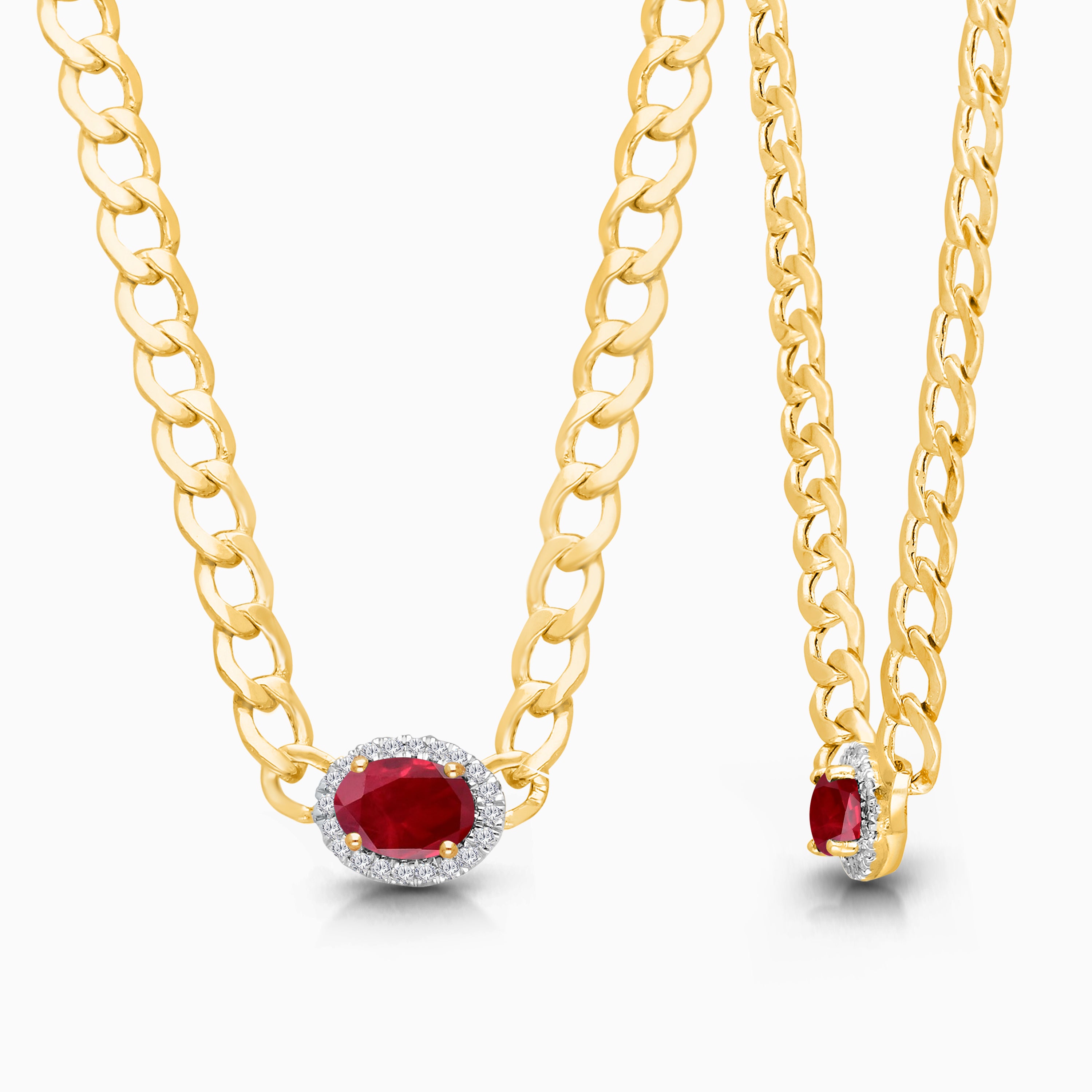 Oval Ruby Curb Necklace