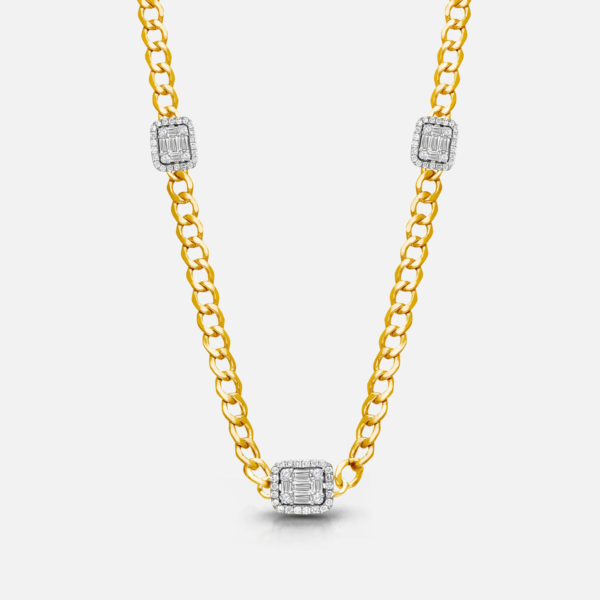 Diamond Shield Chain Necklace BOLD GOLD