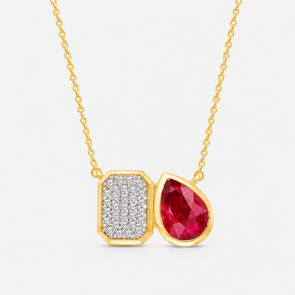 Perfect Pear Ruby & Diamond Necklace Ruby