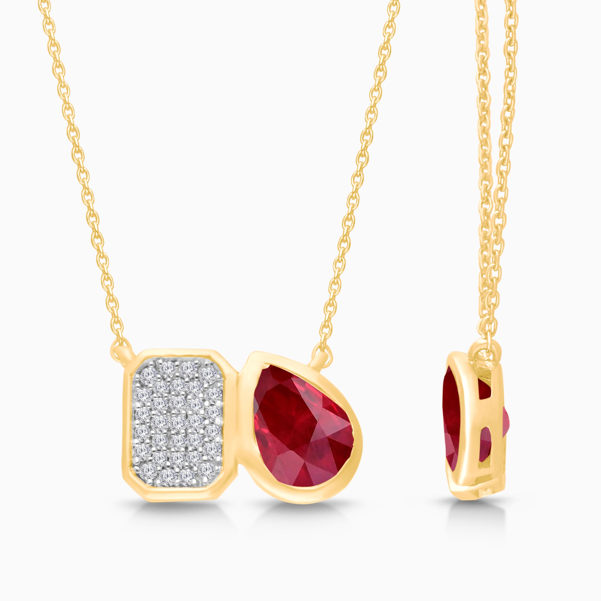 Perfect Pear Ruby & Diamond Necklace