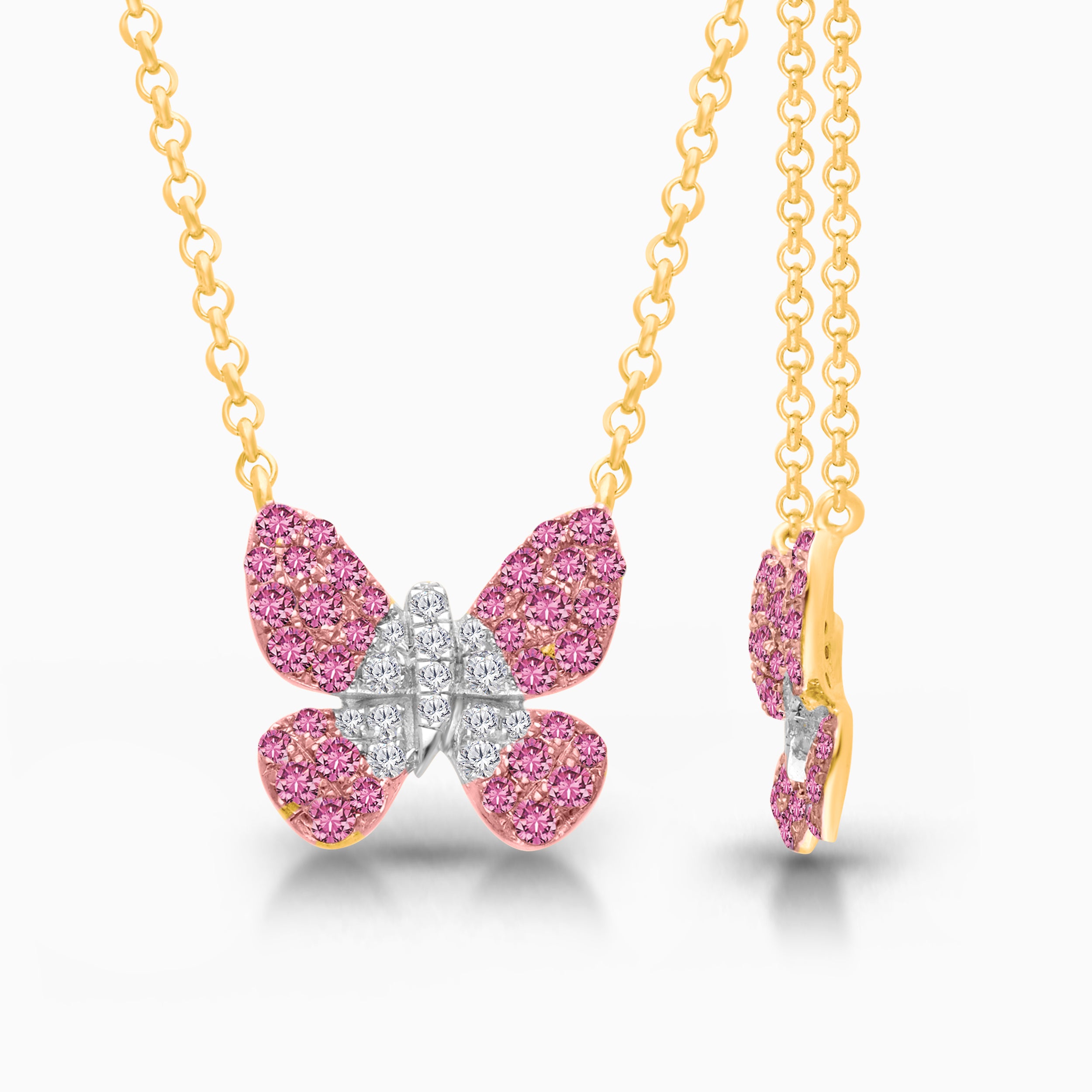 Pink Pave Butterfly Necklace