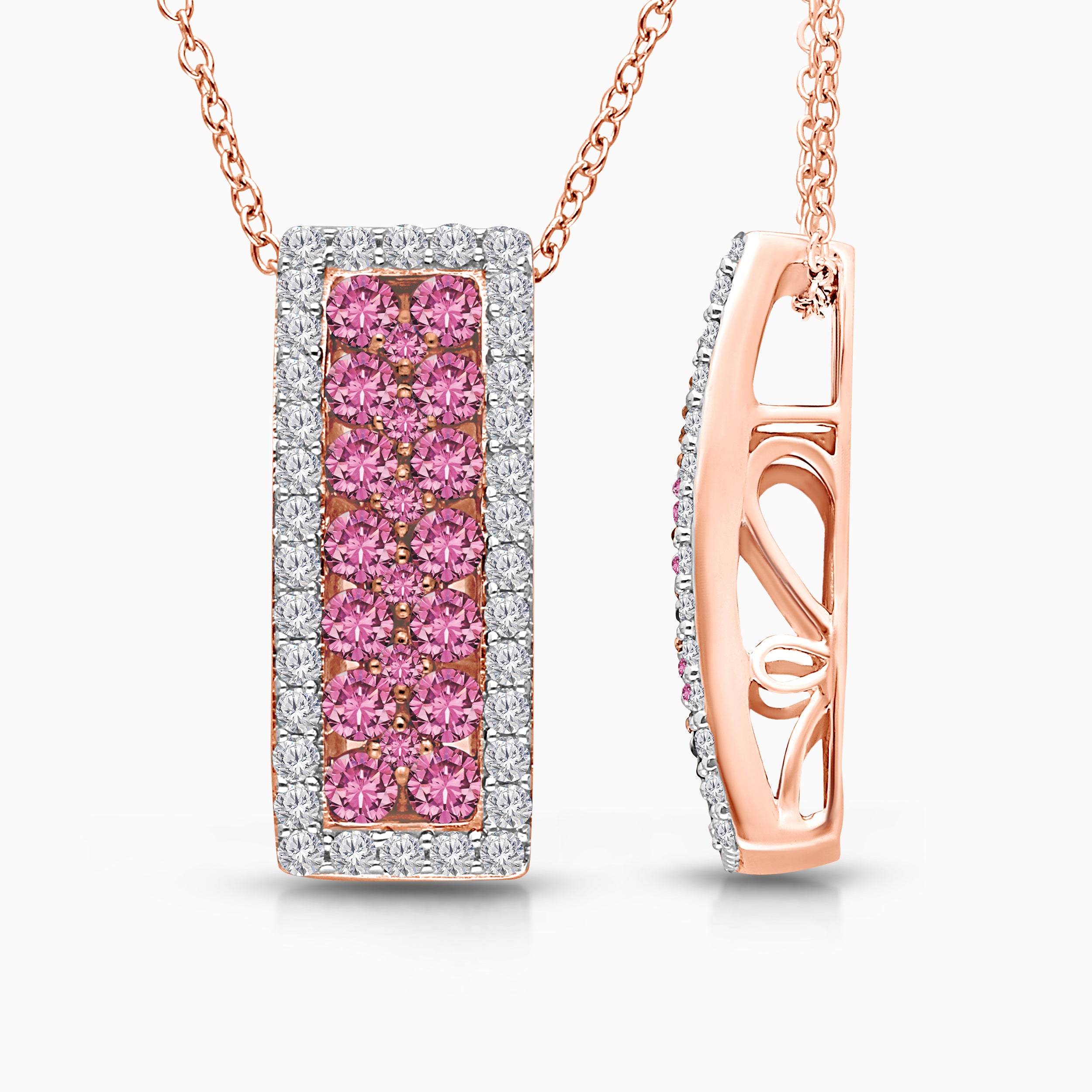 Bold Pink Sapphire & Diamond Pendant