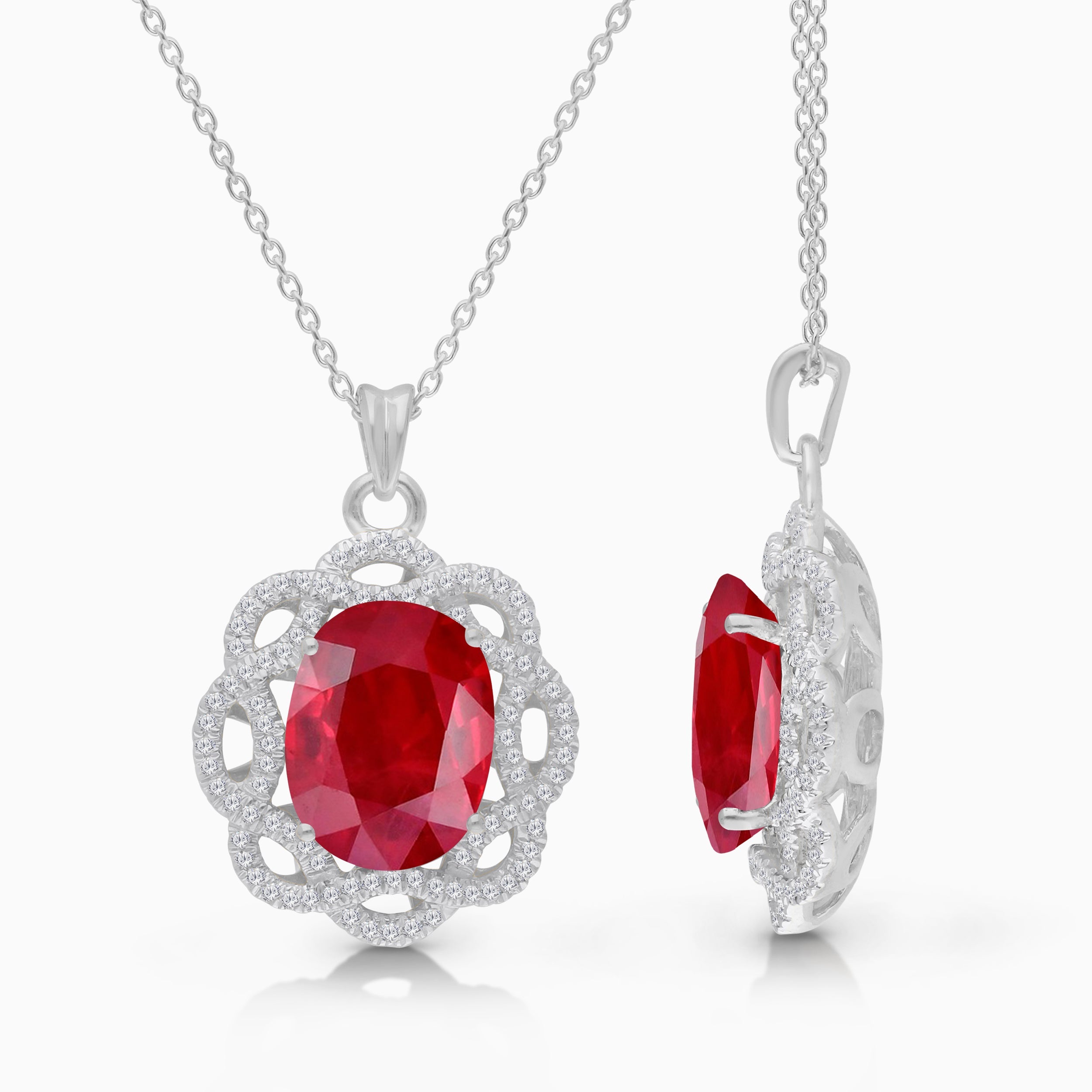 3.5CT Ruby & White Diamond Pendant