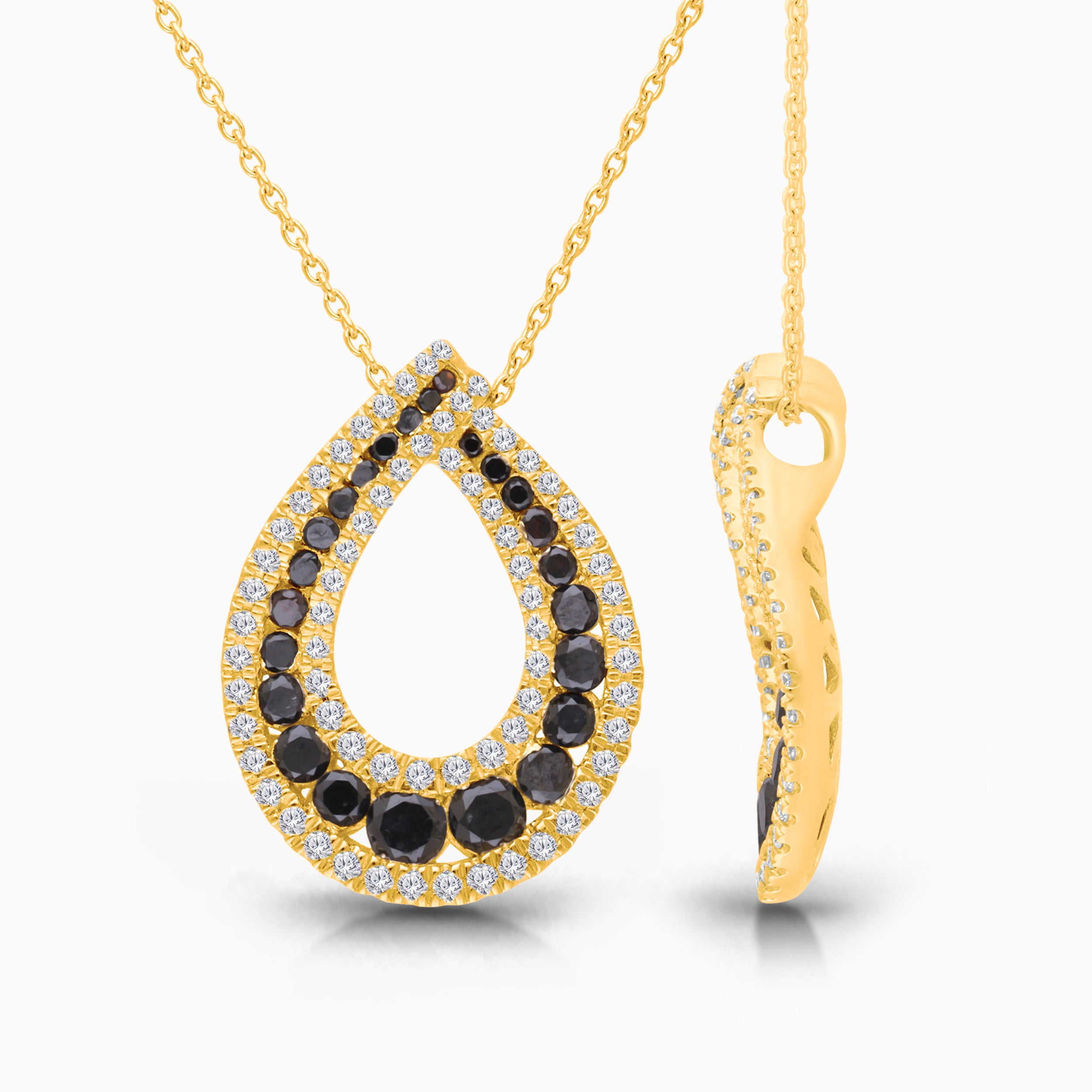Black & White Diamond Swirl Necklace