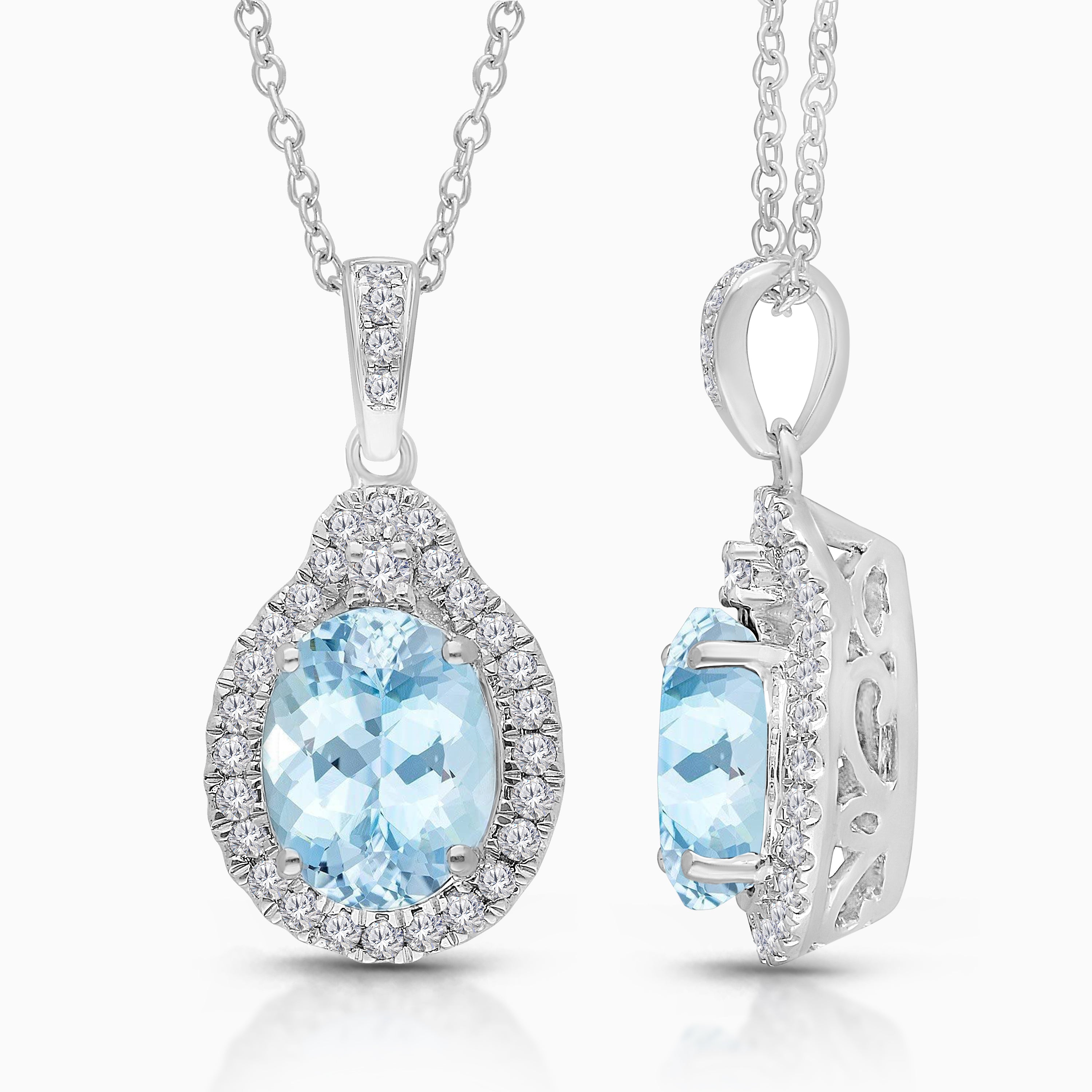 Frosted Mirror Aquamarine Necklace