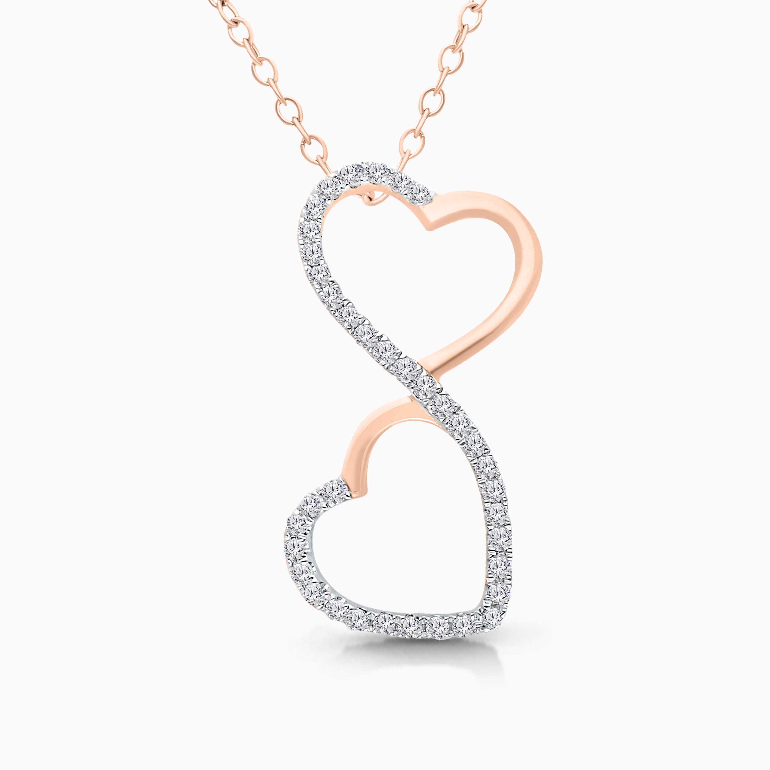 Dual Heart Rose Gold Necklace