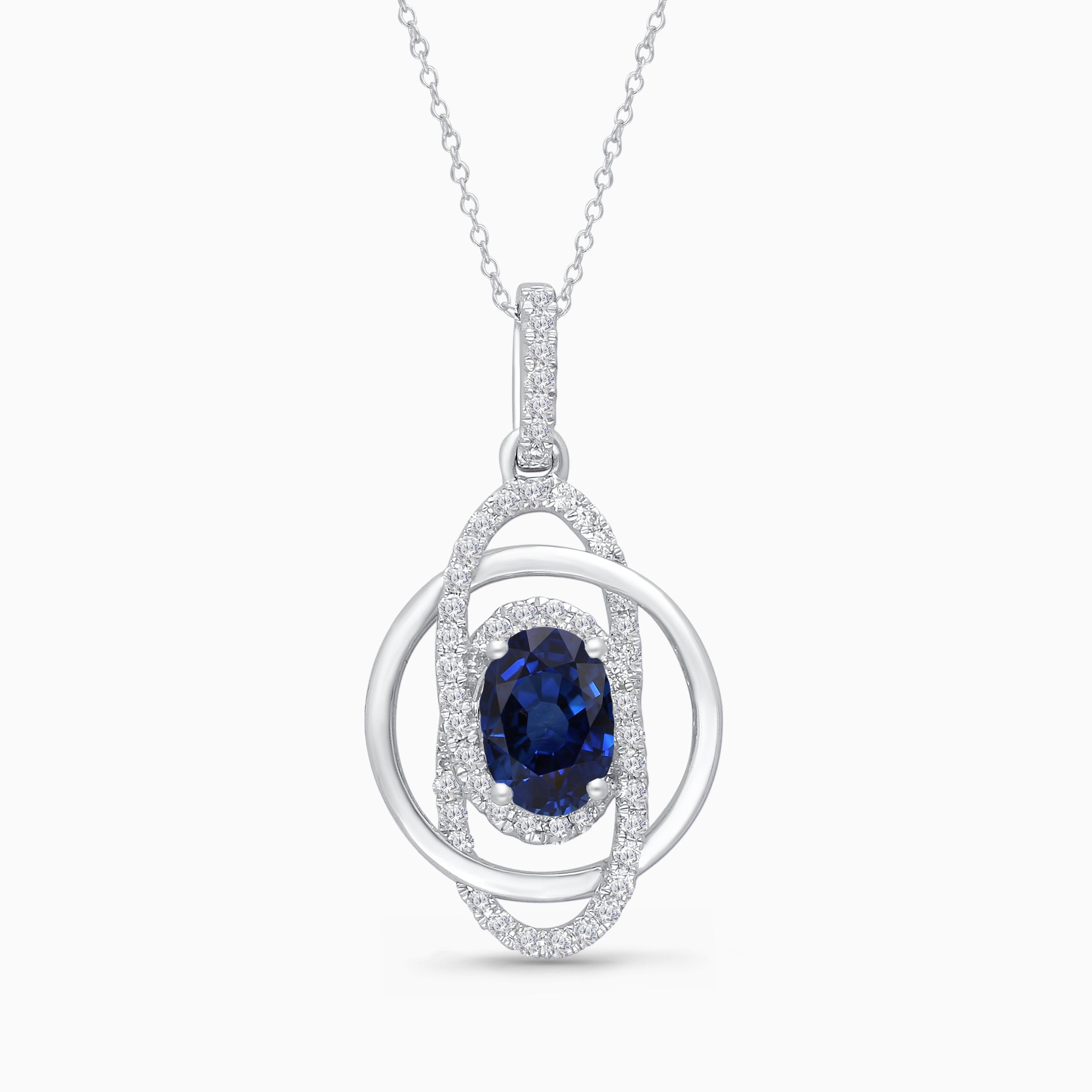 Interlocked Blue Sapphire and White Diamond Necklace